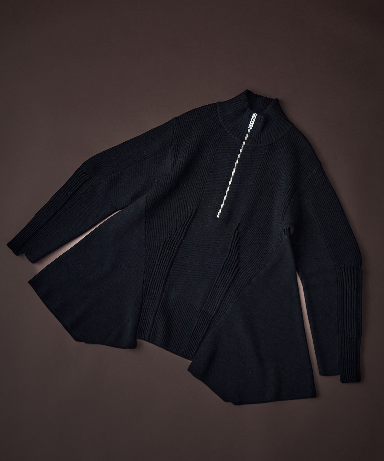 PIN TUCK HALF ZIP TOP