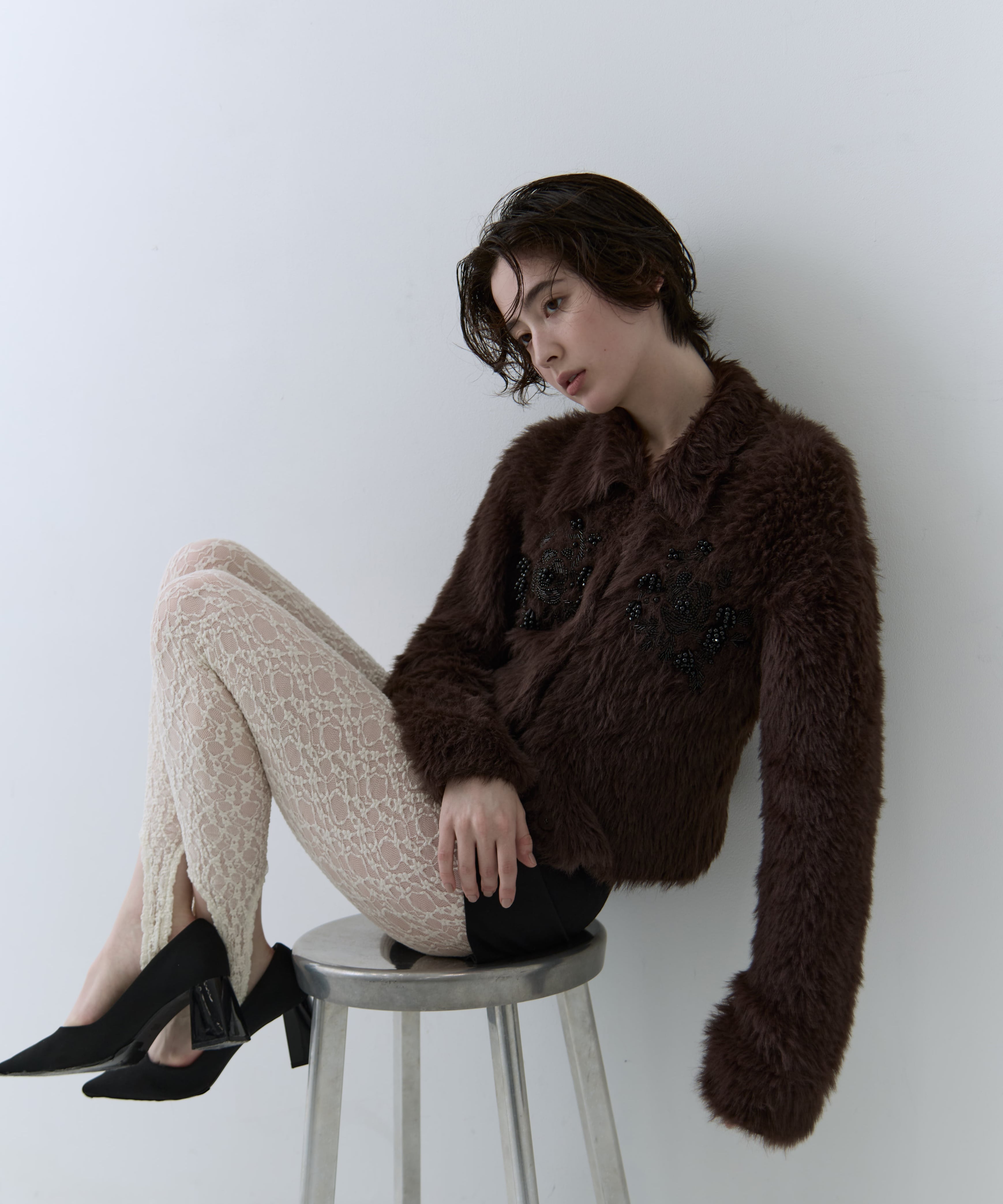 別注 シャギービジューカーディガン