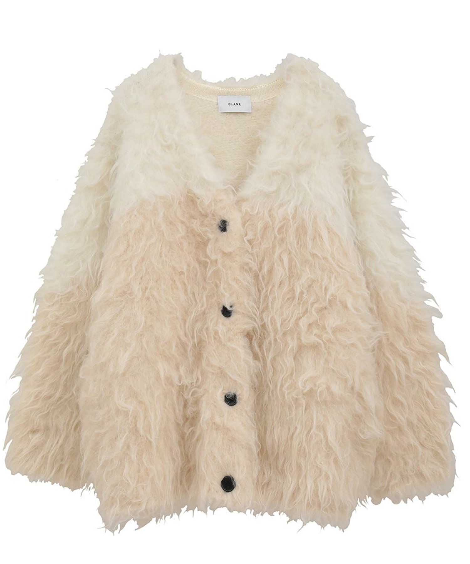 BI COLOR SHAGGY KNIT CARDIGAN