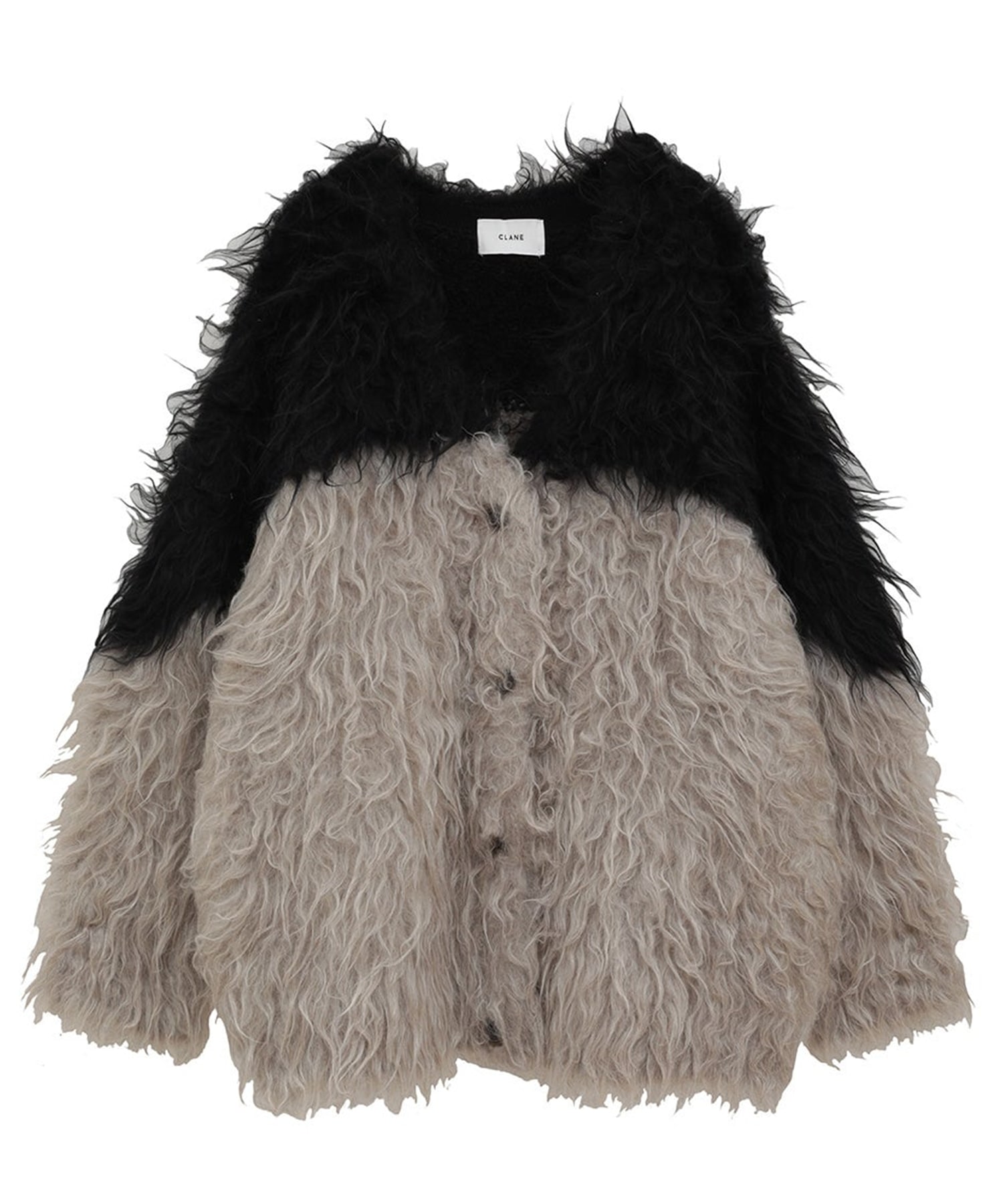 BI COLOR SHAGGY KNIT CARDIGAN