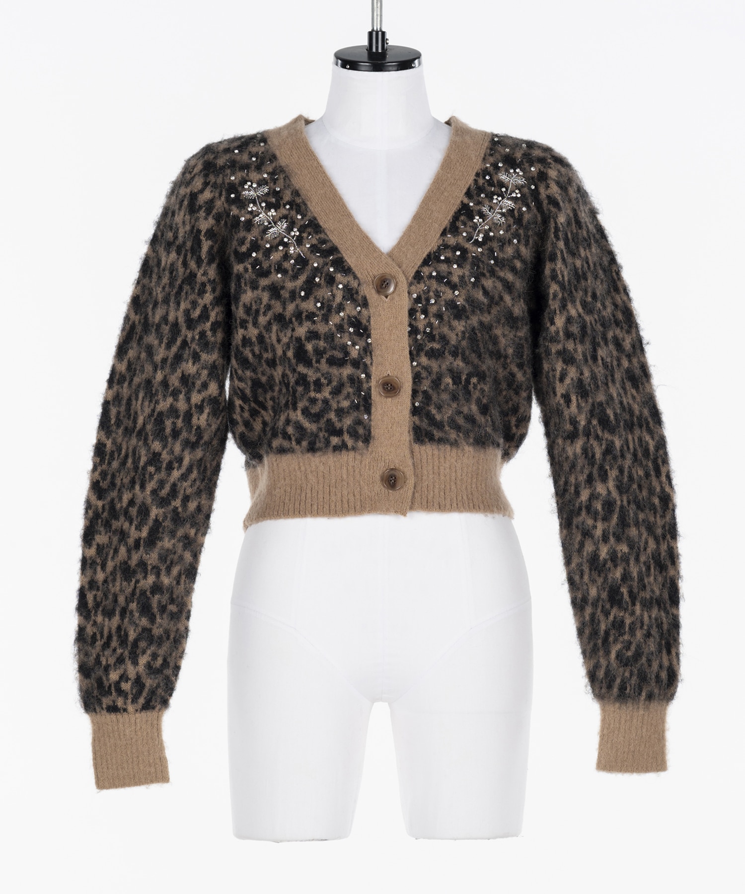 Jacquard-knit V-neck cardigan