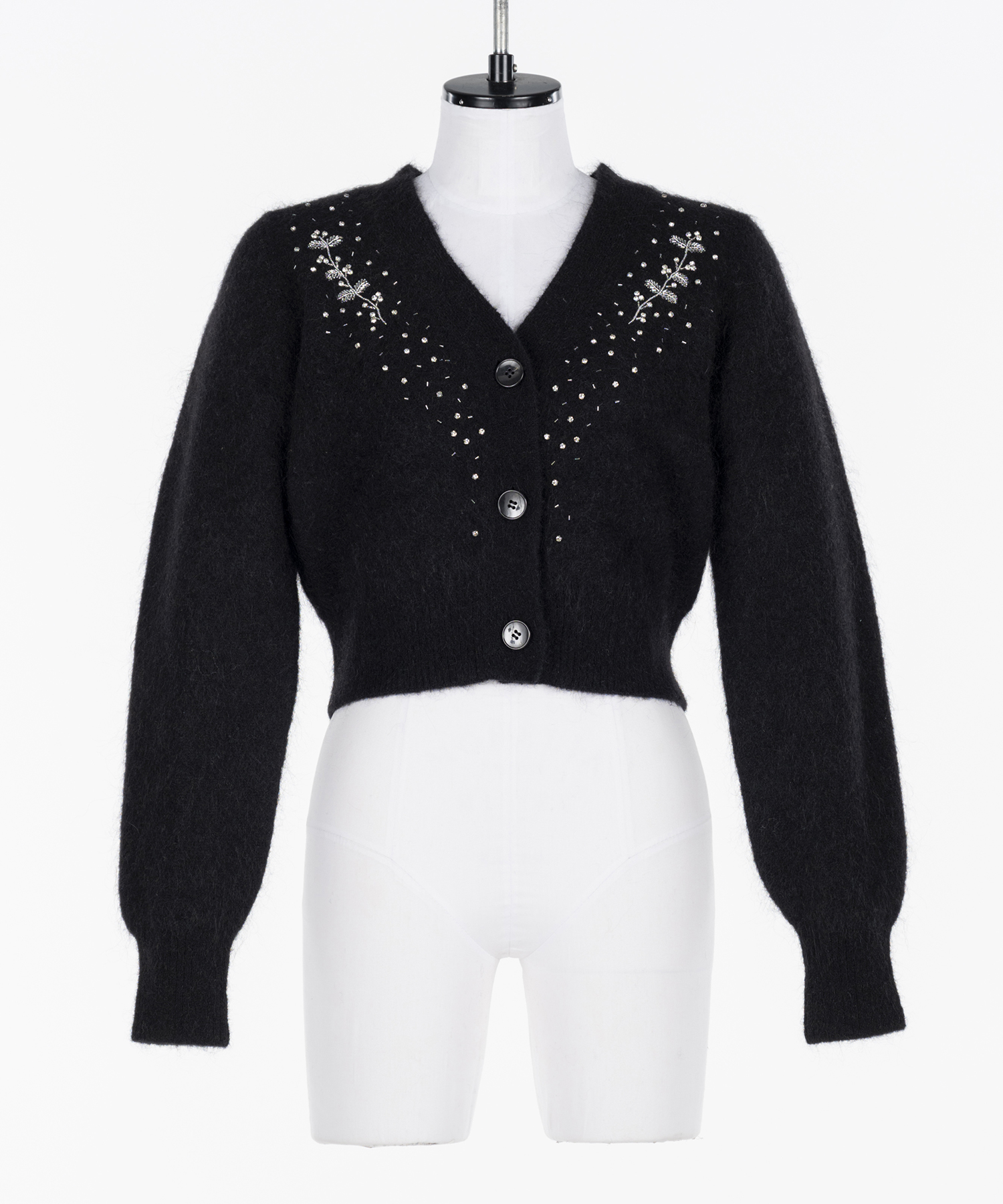 Jacquard-knit V-neck cardigan