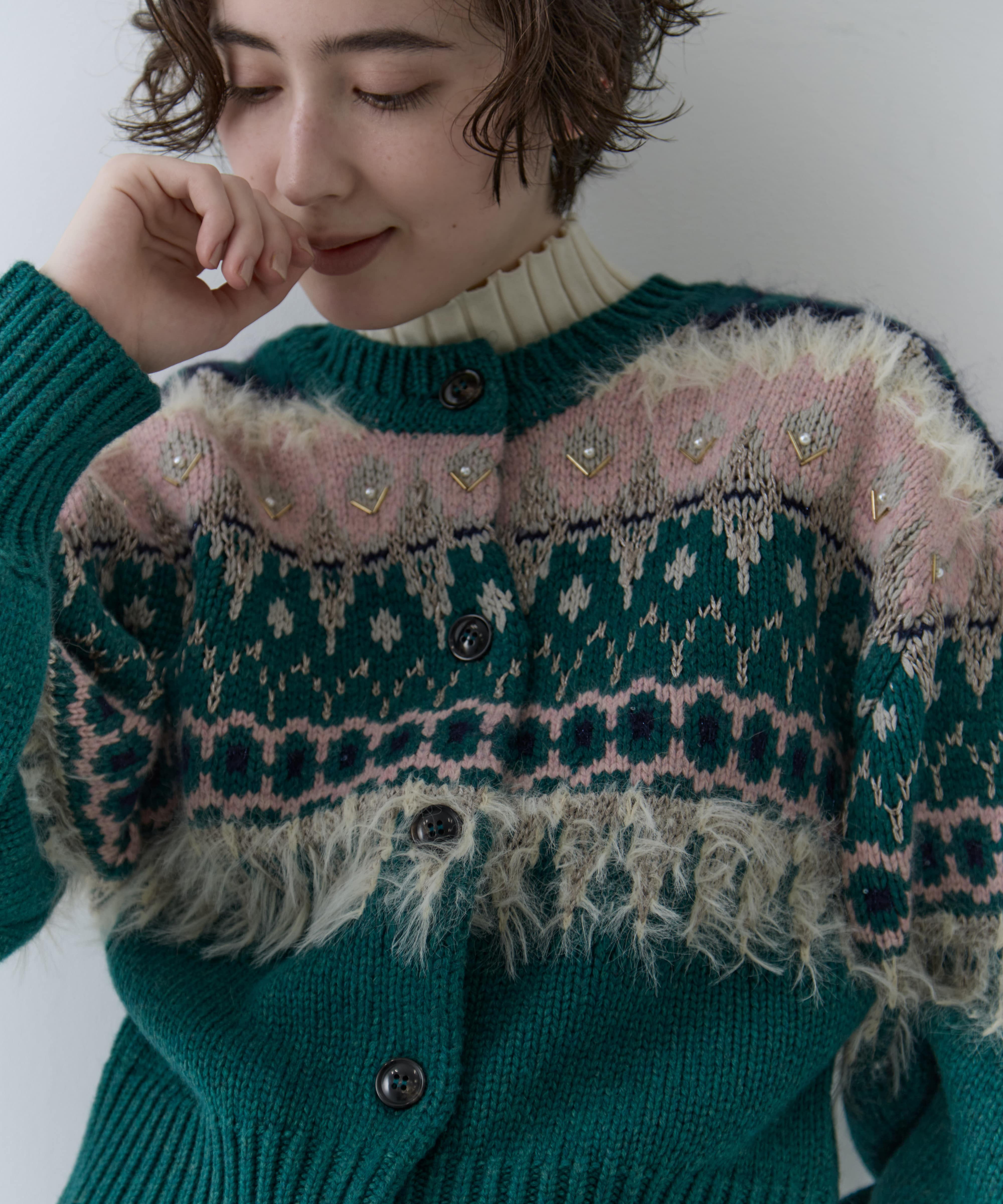 UND 2WAY LADY NORDIC KNIT CARDIGAN