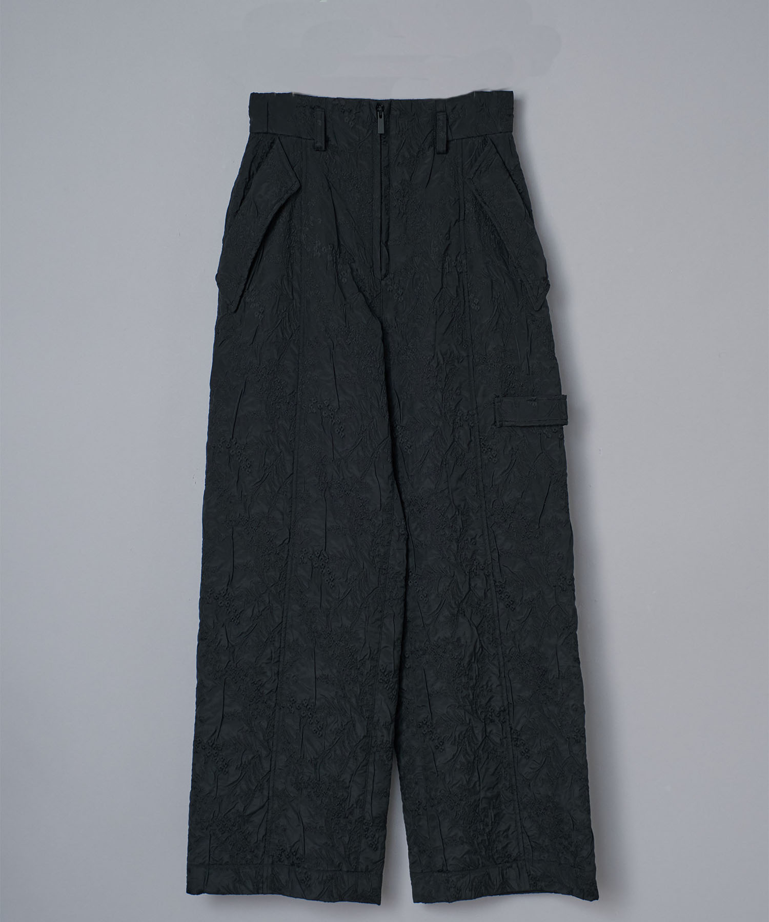 Floral Jacquard Triple Cloth High Waisted Trousers