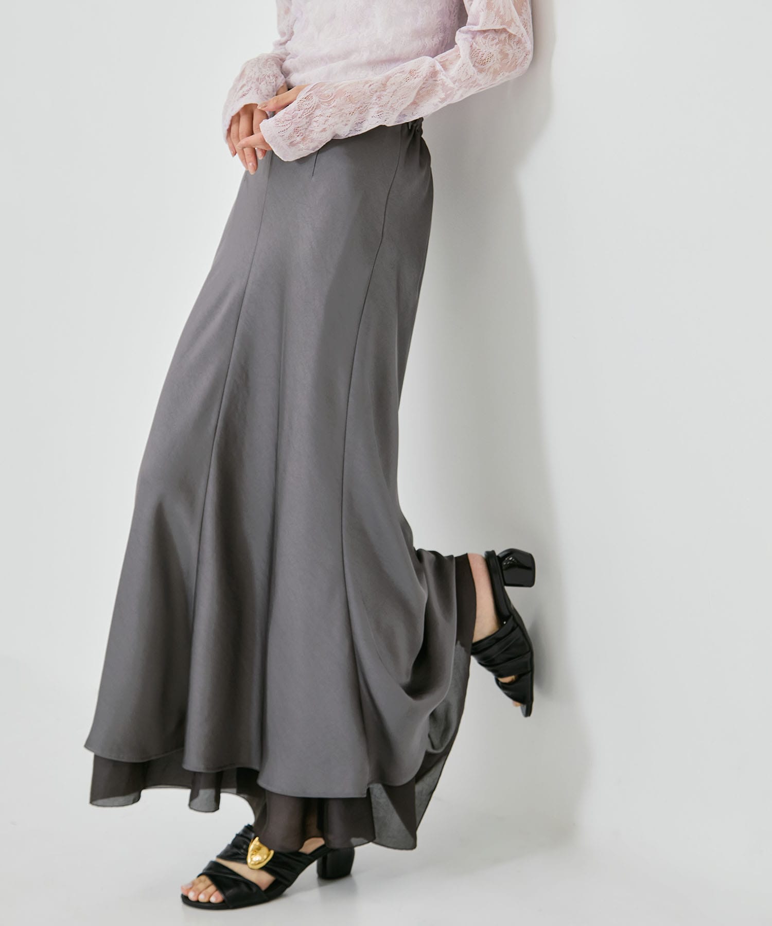 LAYERED SATIN MERMAID SKIRT