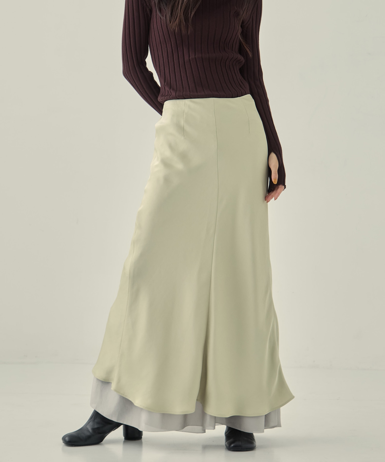 LAYERED SATIN MERMAID SKIRT