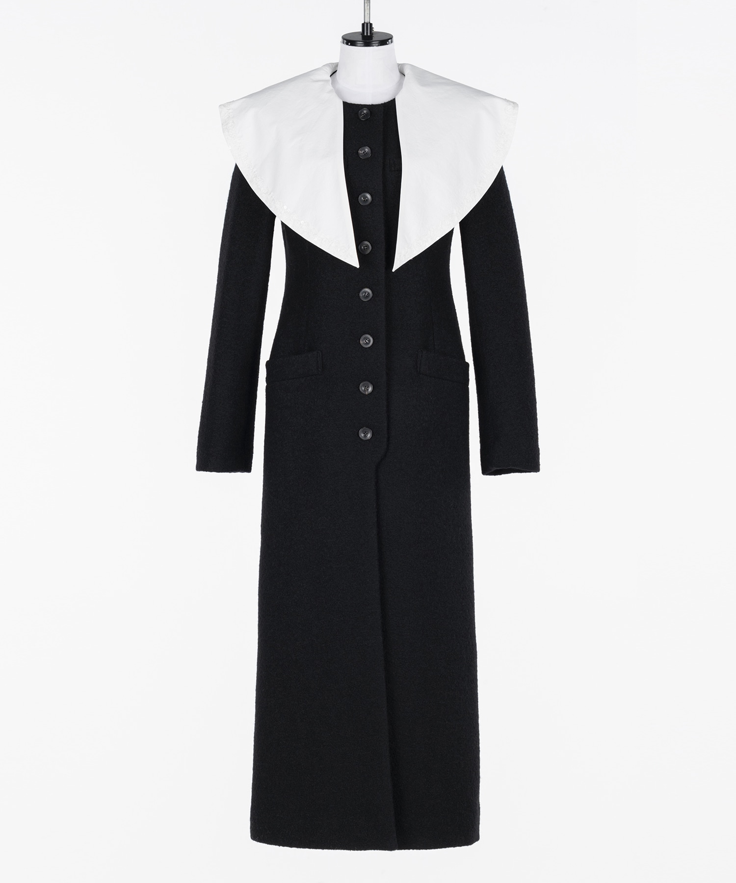 Single-breasted boucle wool coat