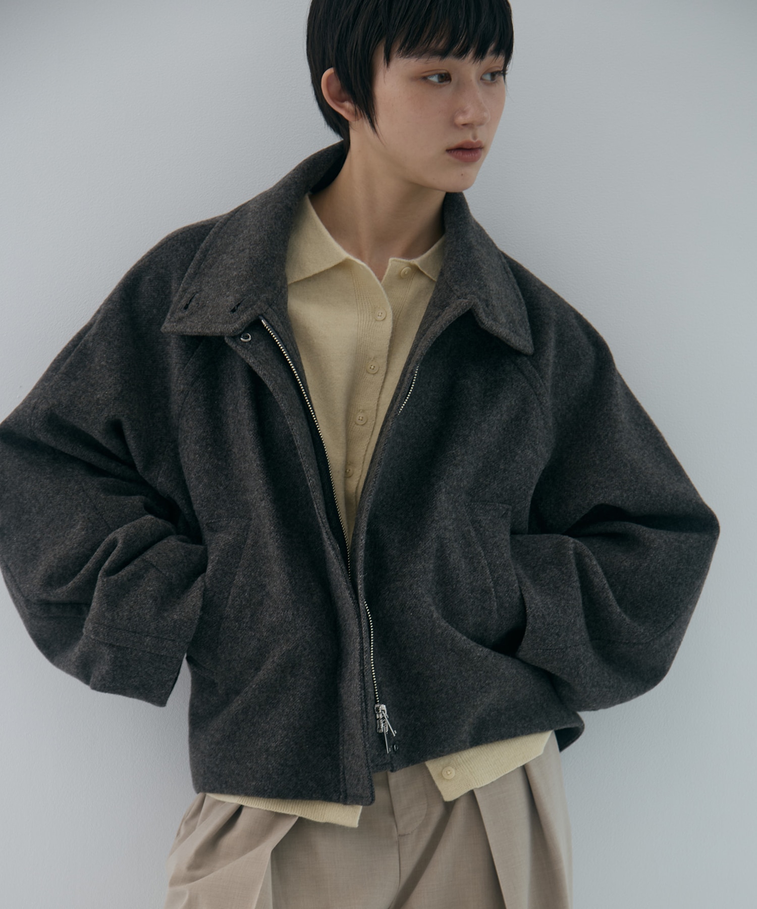 Stand Collar Wool Blouson