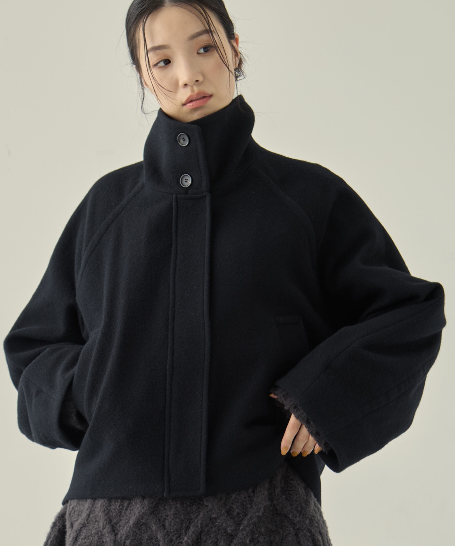 Stand Collar Wool Blouson
