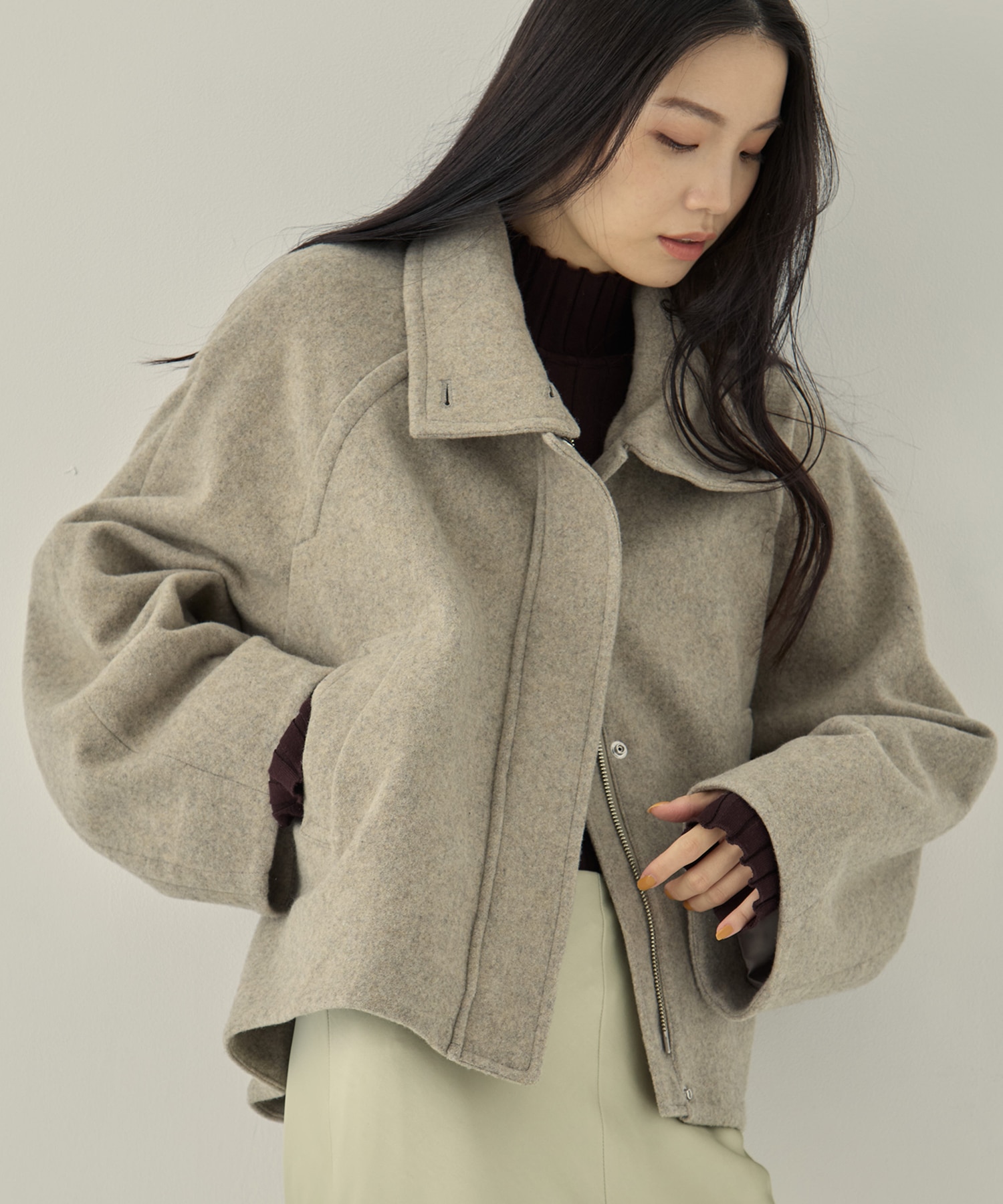 Stand Collar Wool Blouson
