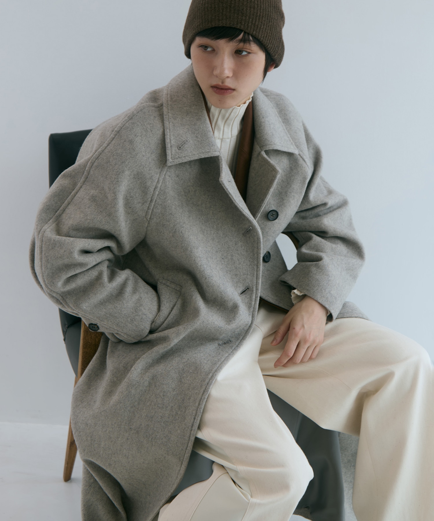 Stand Collar Wool Coat