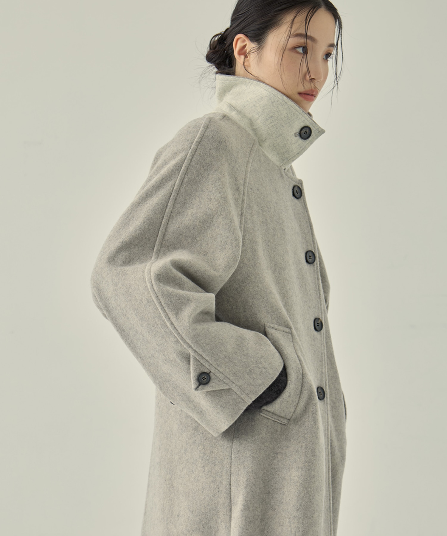 Stand Collar Wool Coat