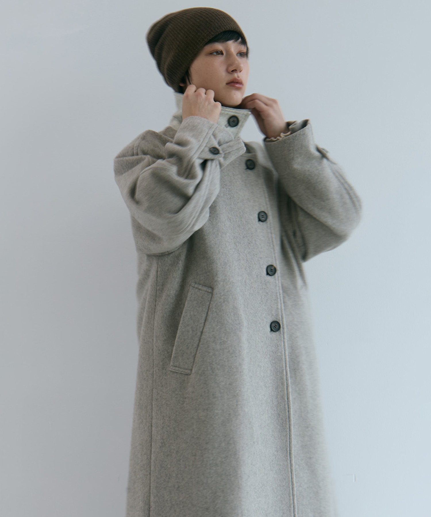Stand Collar Wool Coat