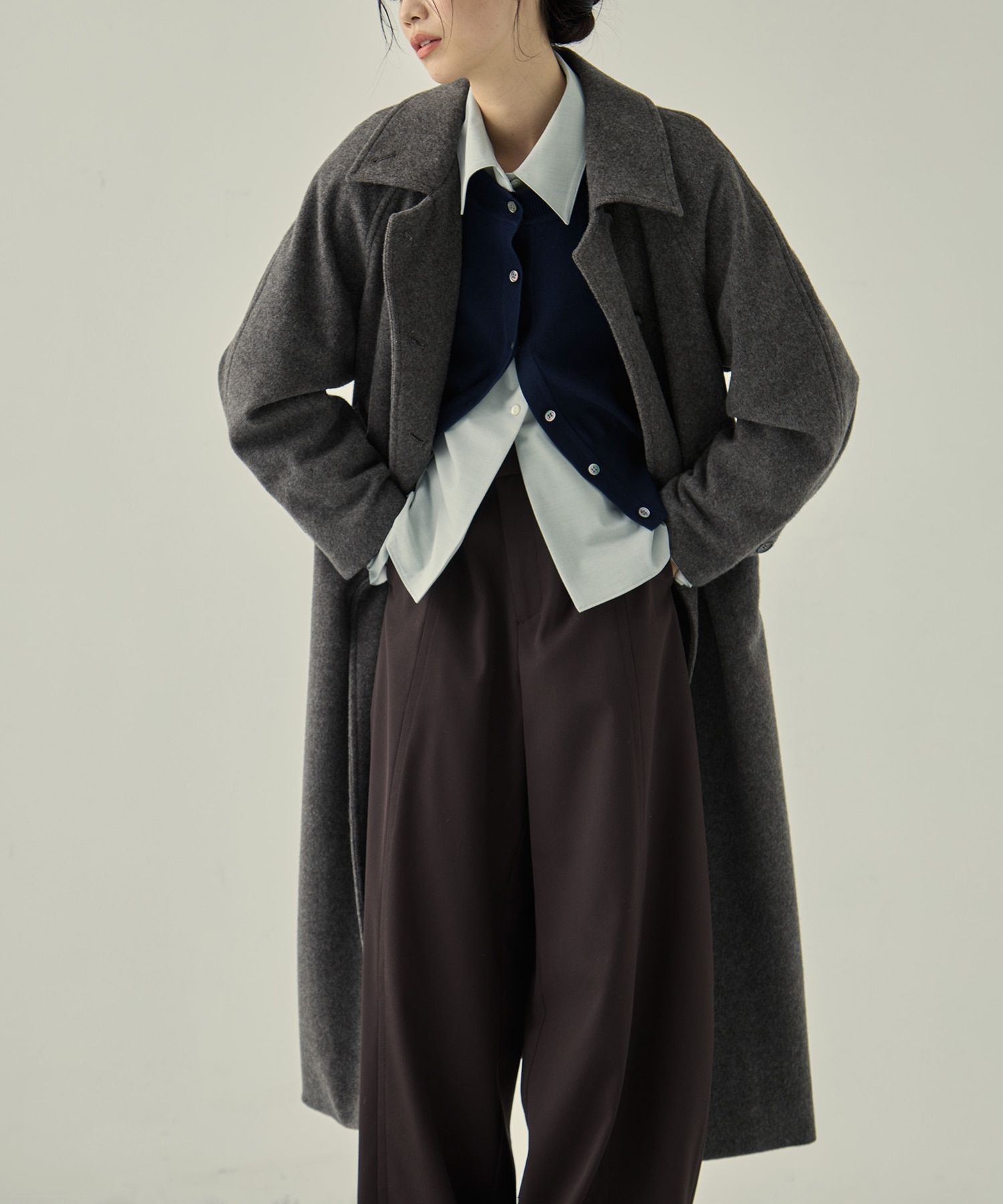 Stand Collar Wool Coat