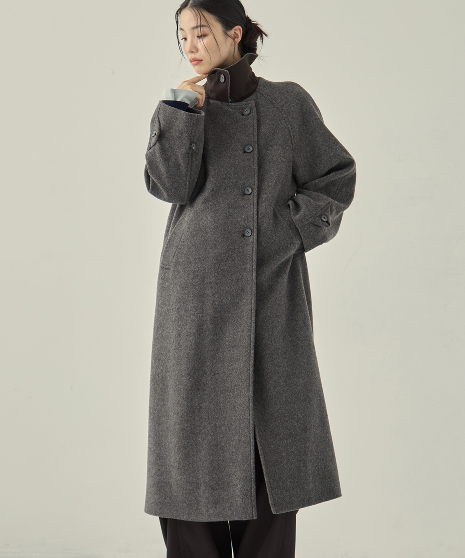 Stand Collar Wool Coat