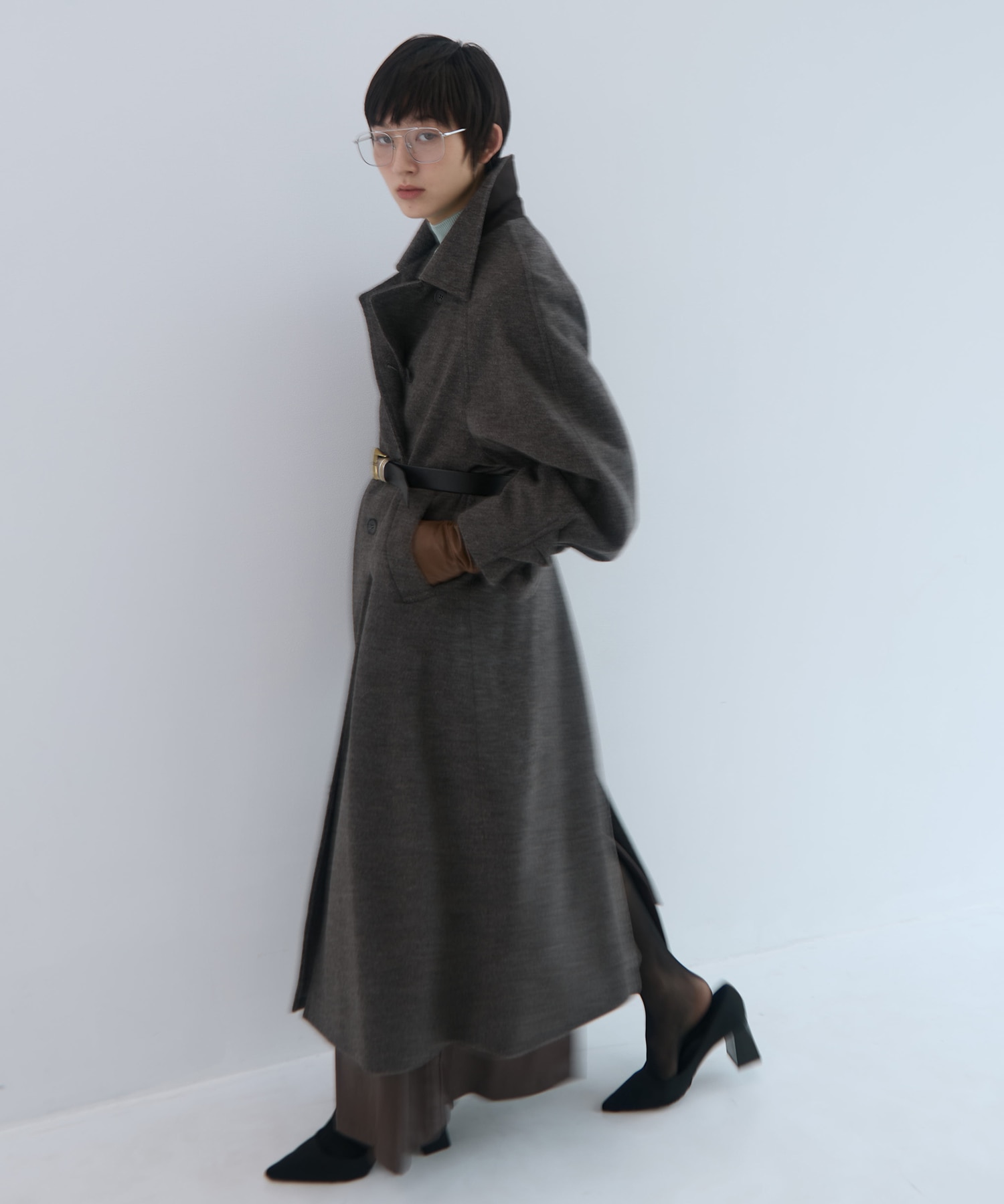 Stand Collar Wool Coat