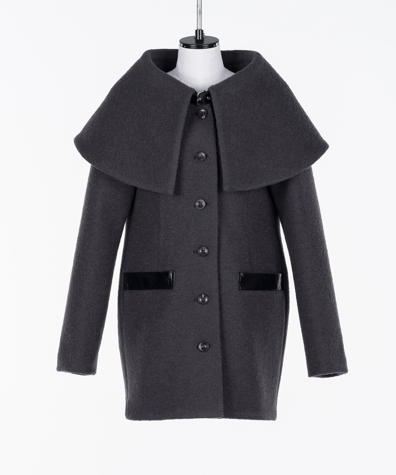 Boucle wool cape coat