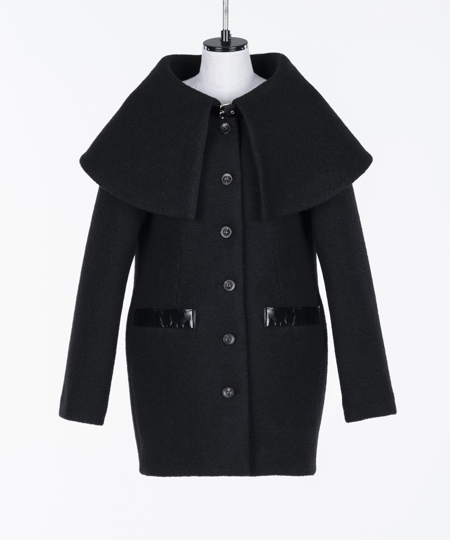 Boucle wool cape coat