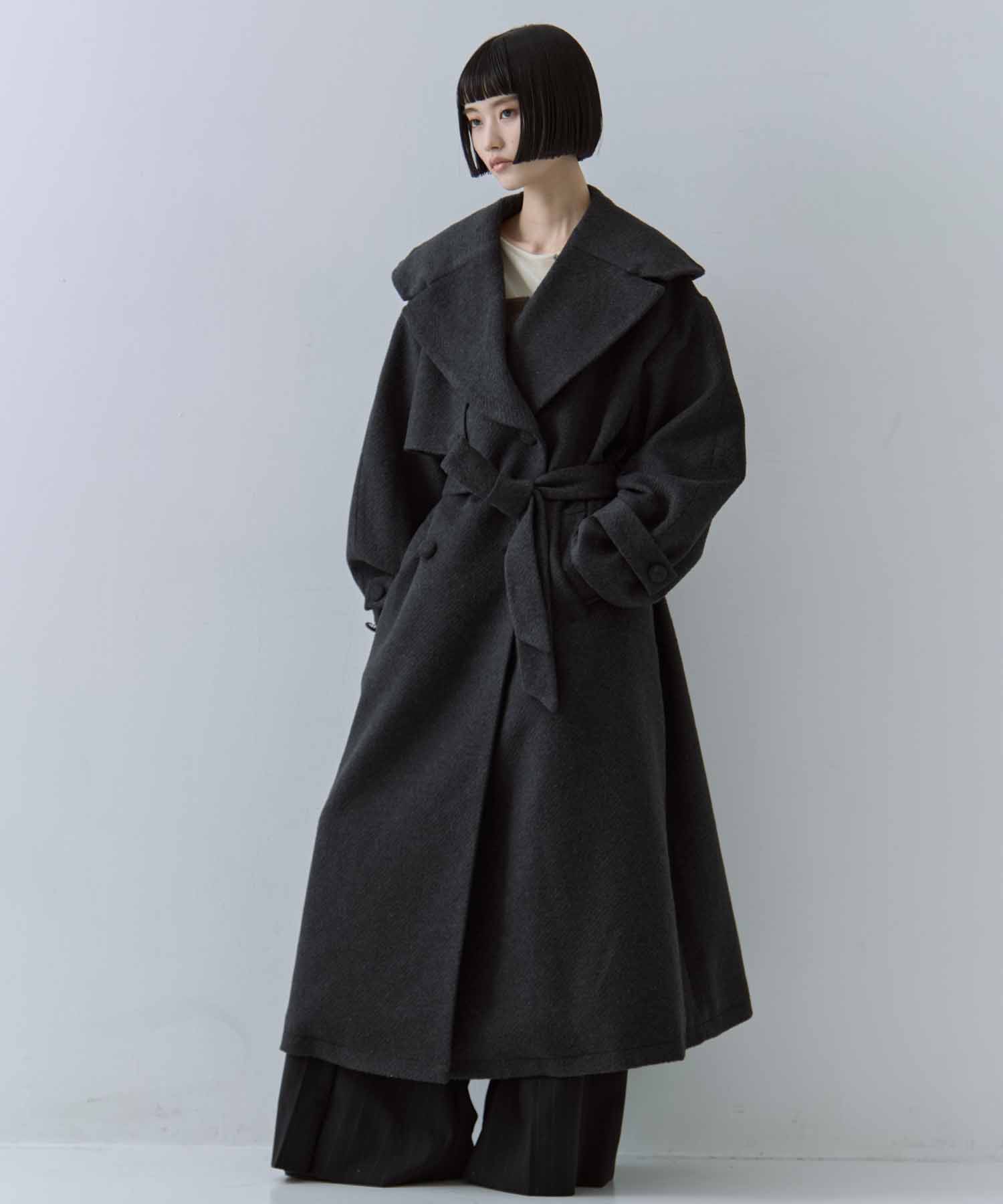 UND BIG ROUND COLLAR WOOL LONG COAT