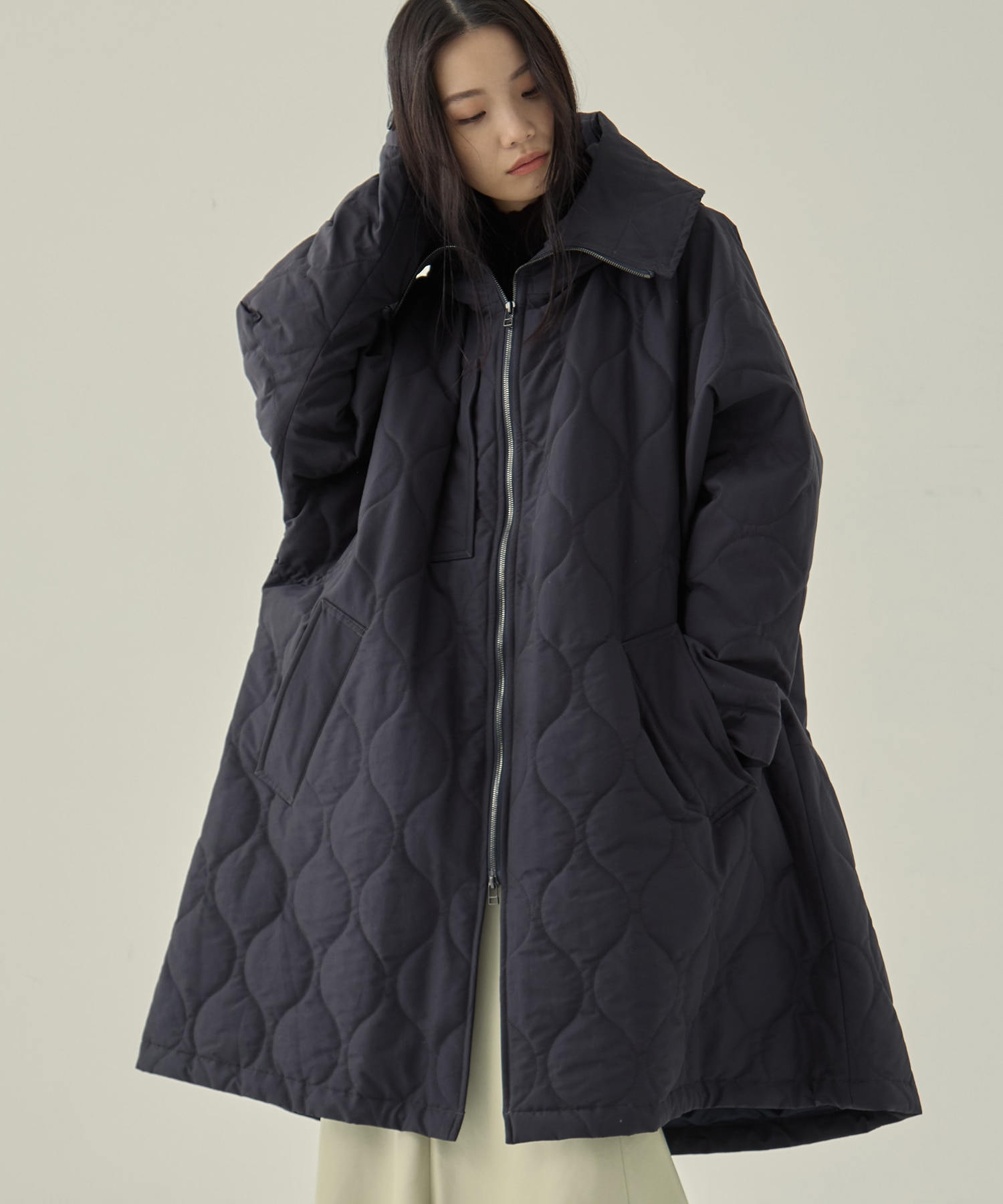 リサイクル60/40クロスキルティングフーディー