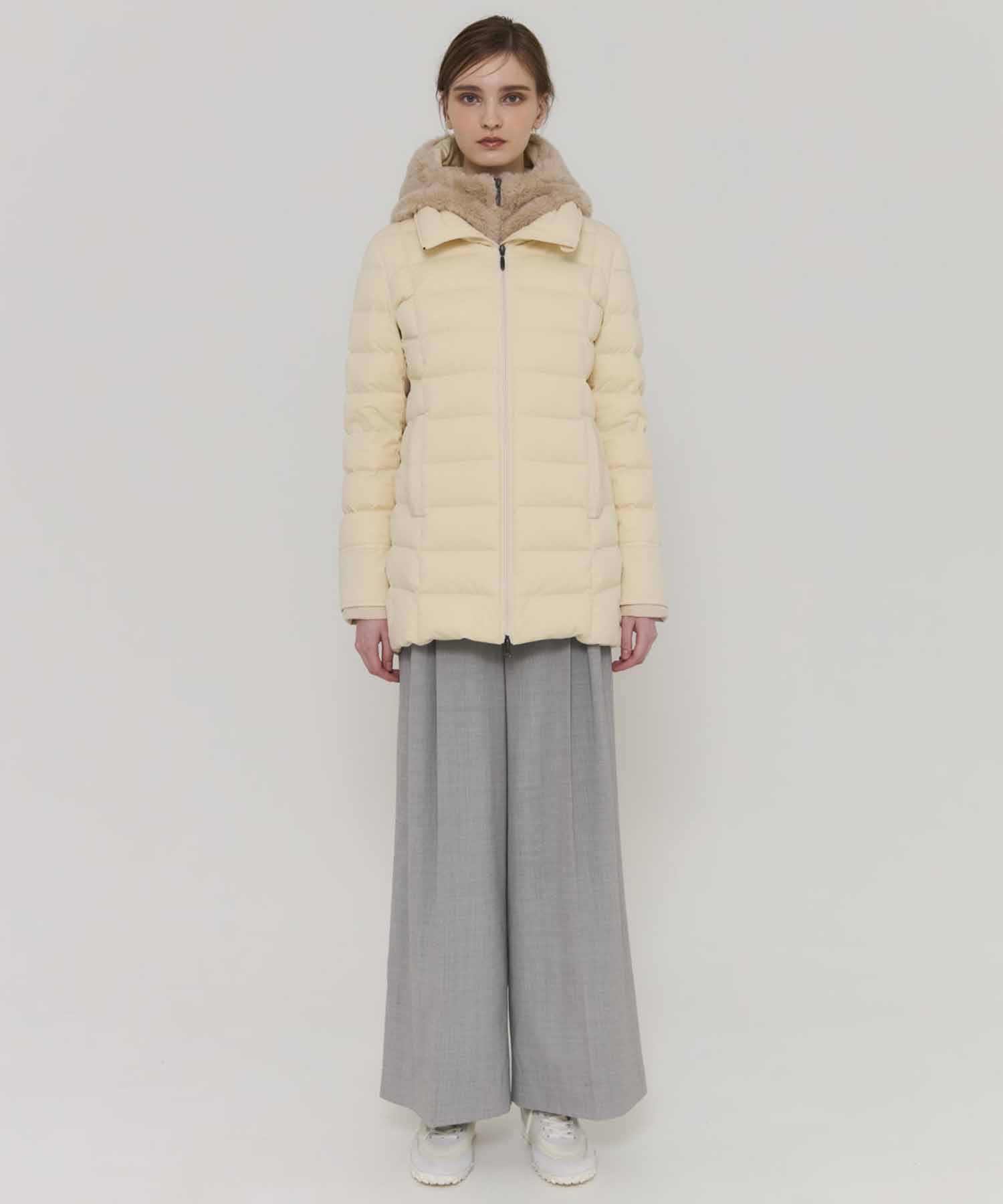 2way Fur Linen Hood Coat