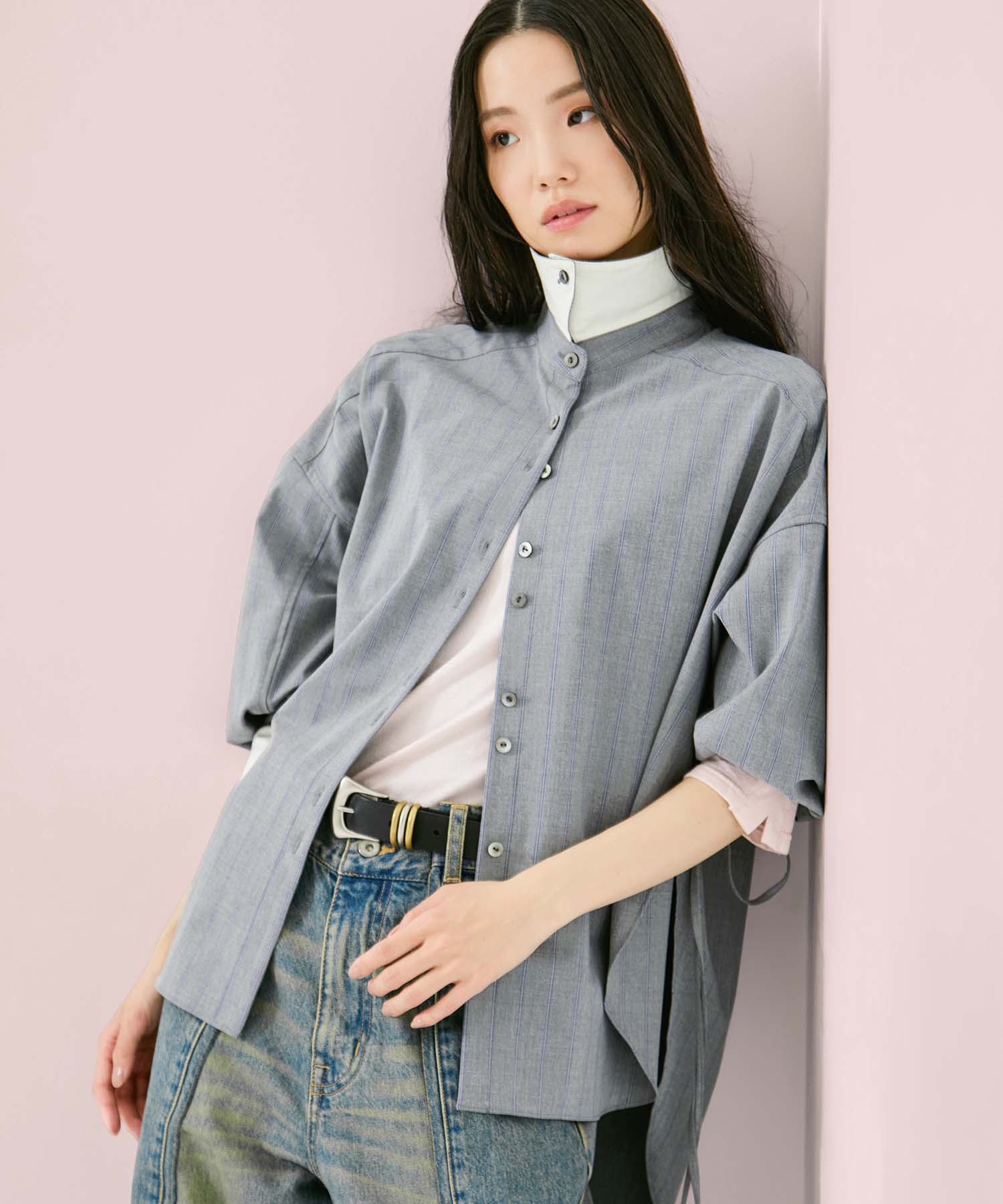 Wide Stripe 2way Shirt