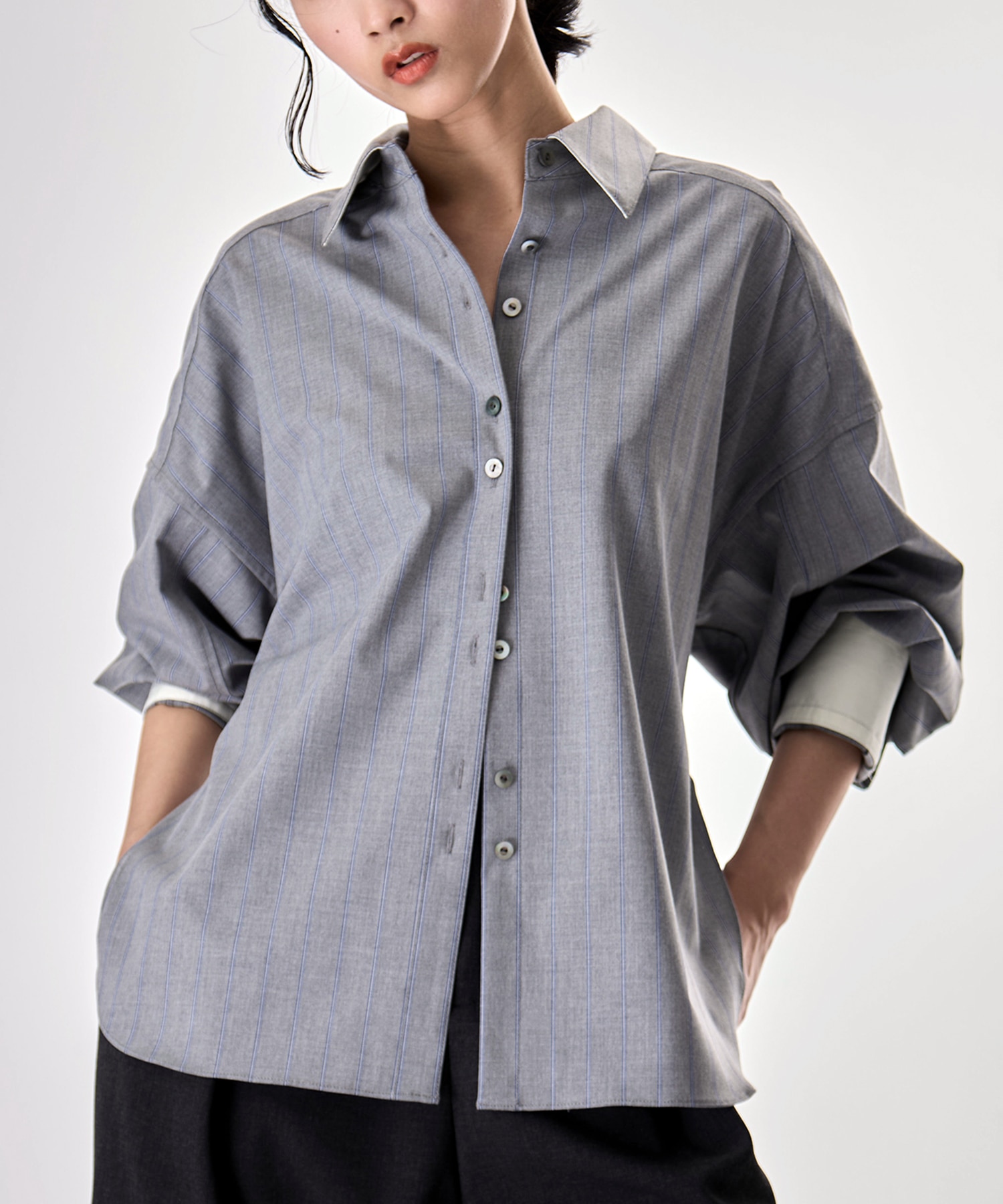 Wide Stripe 2way Shirt