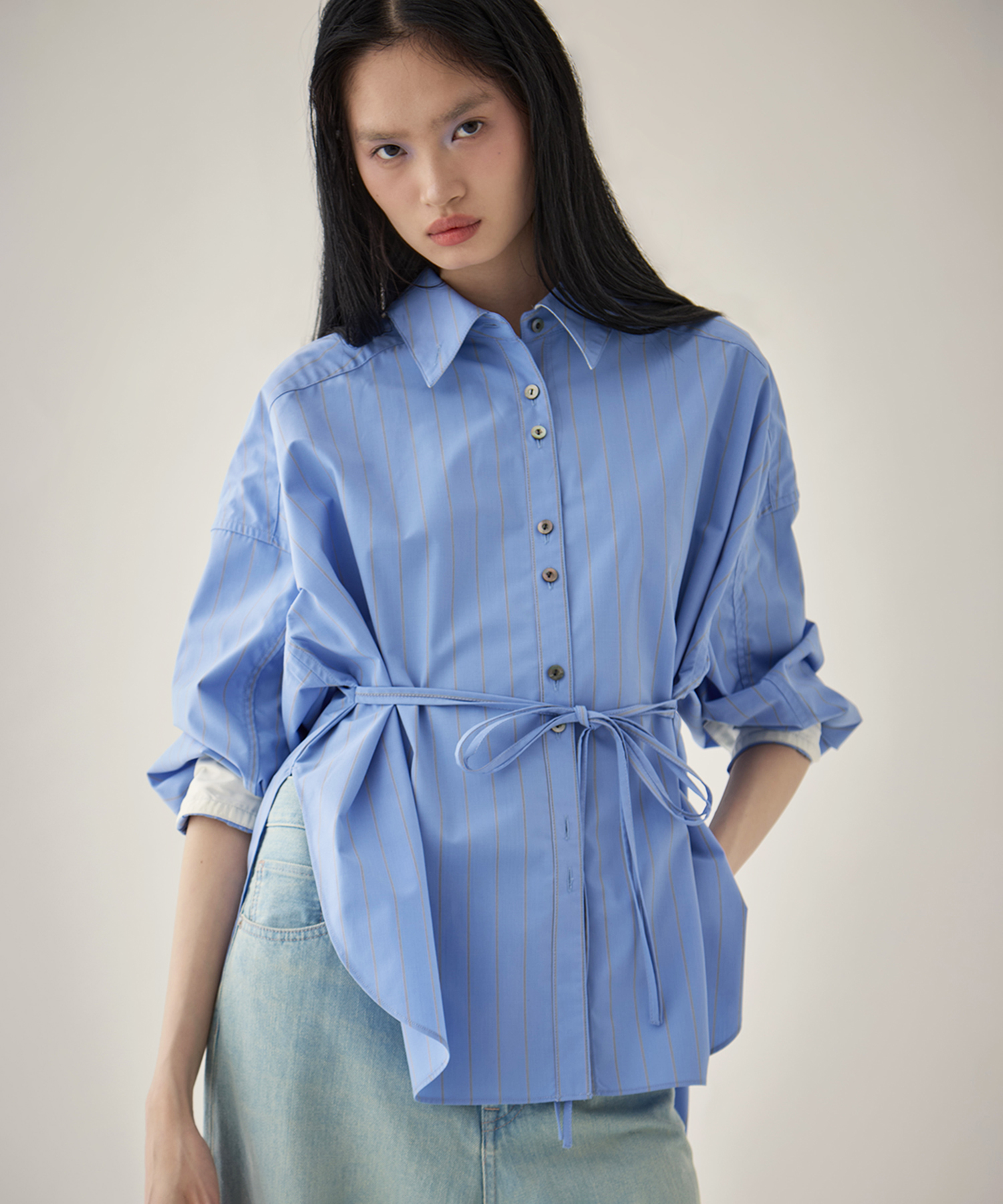 【新色】Wide Stripe 2way Shirt