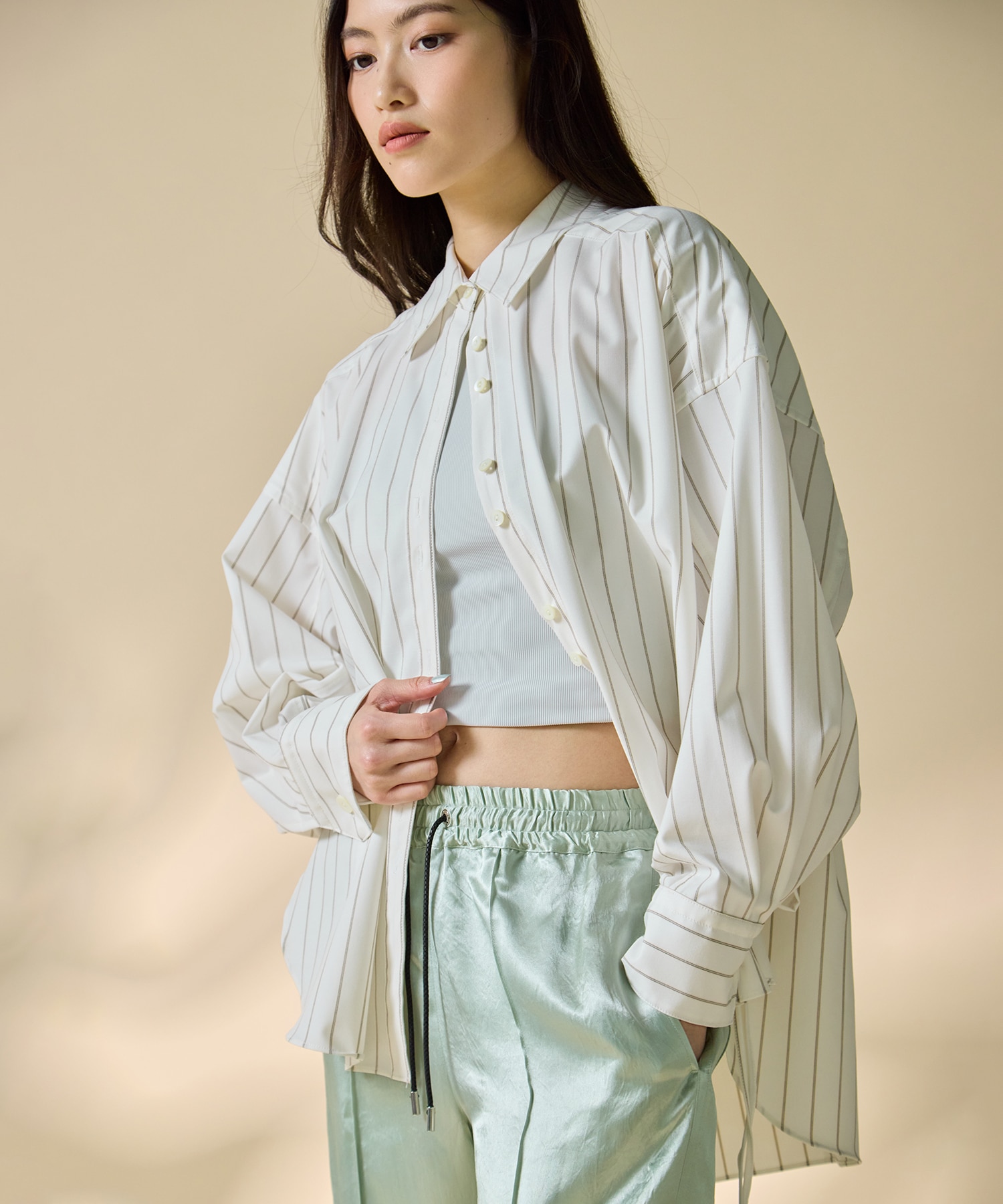 Wide Stripe 2way Shirt