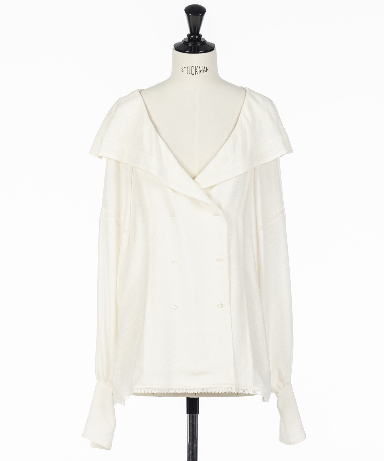 LACE JACQUARD SAILOR COLLAR BLOUSE