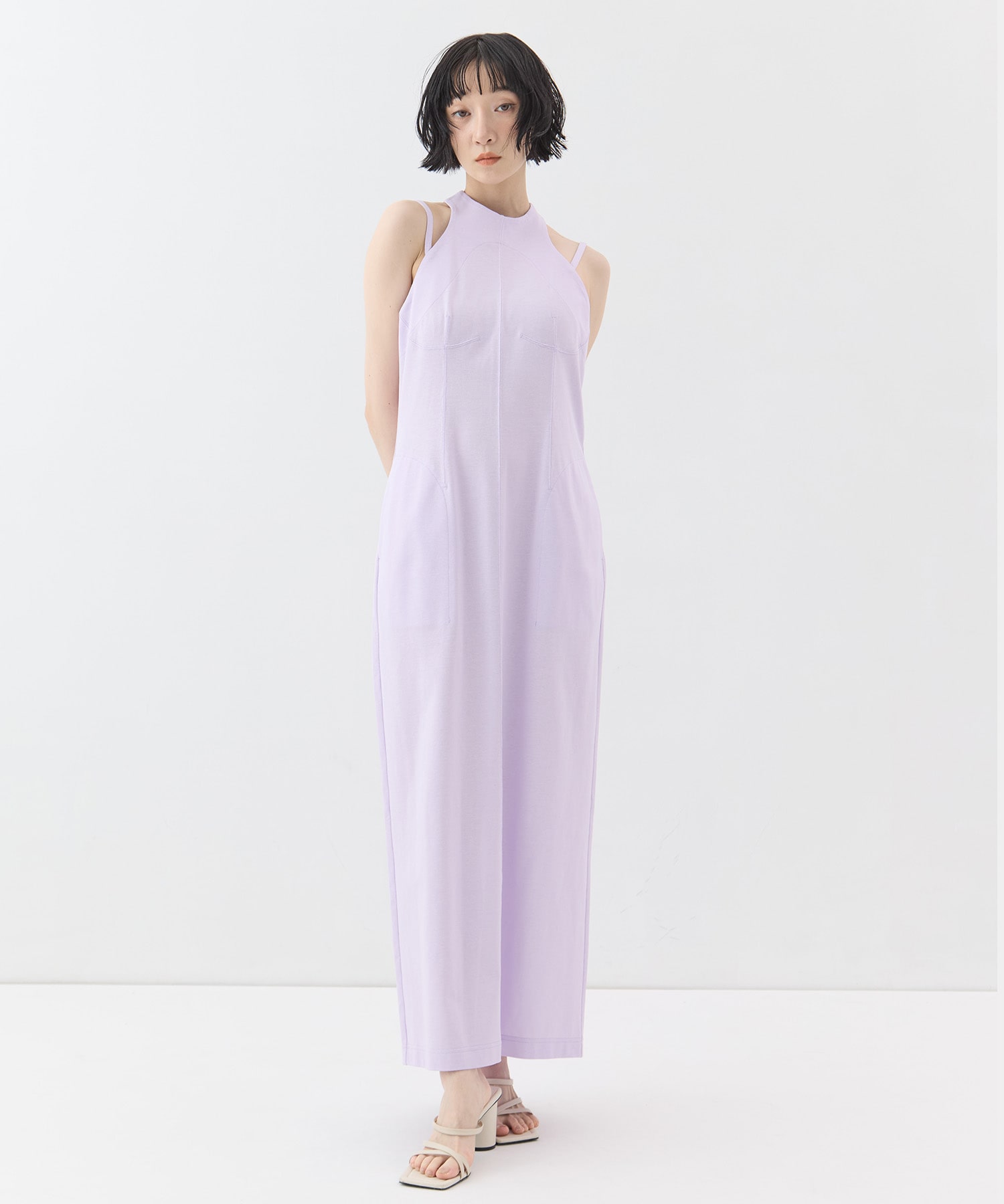 Cotton Jersey Halter Neck Dress
