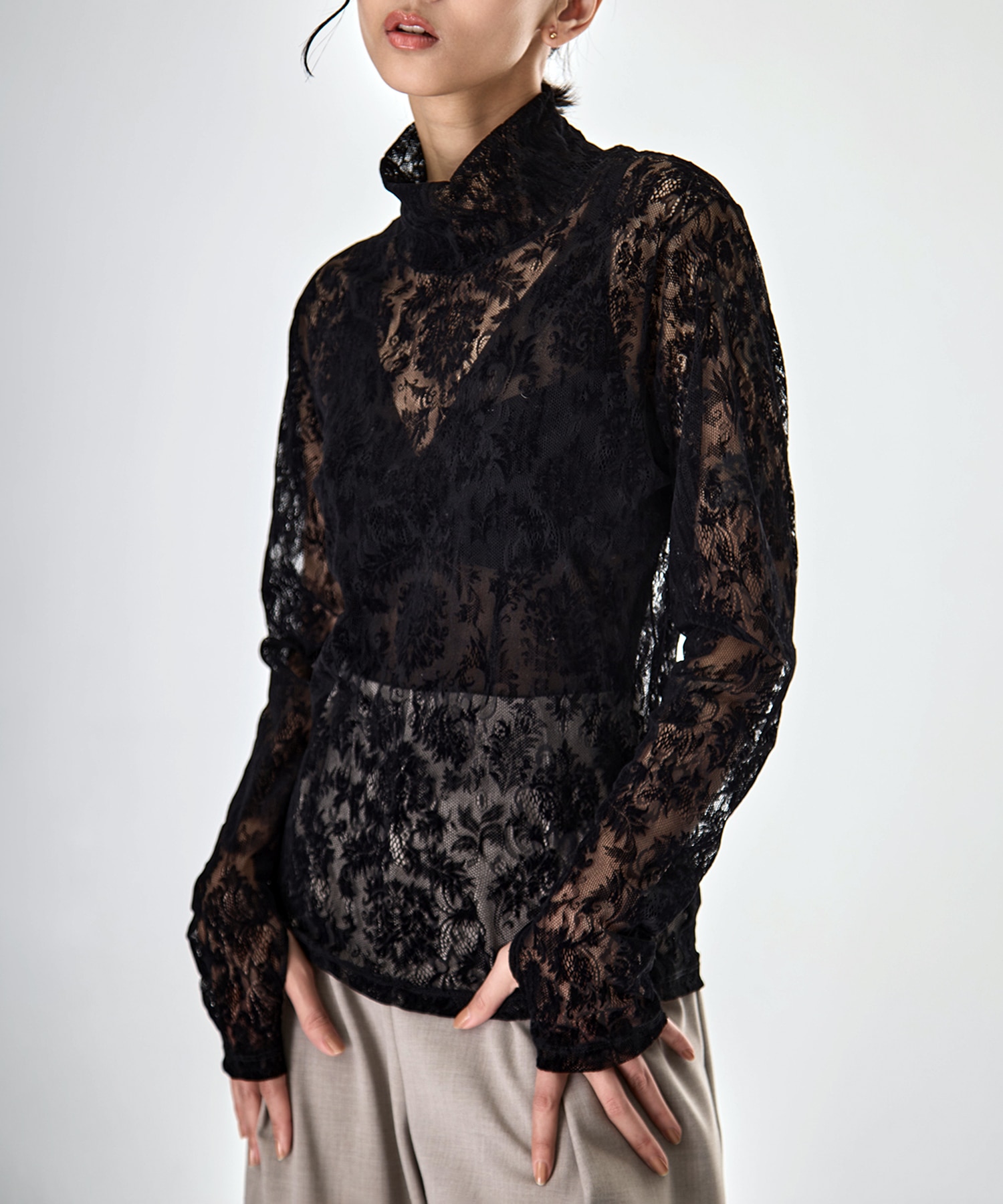 Stretch Flocky Lace Top