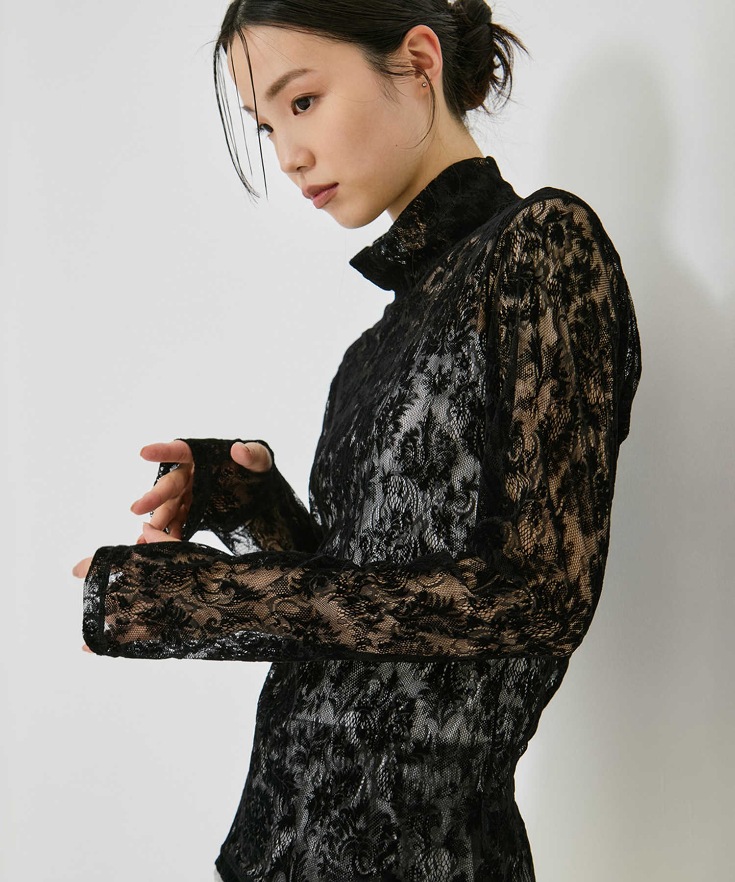 Stretch Flocky Lace Top