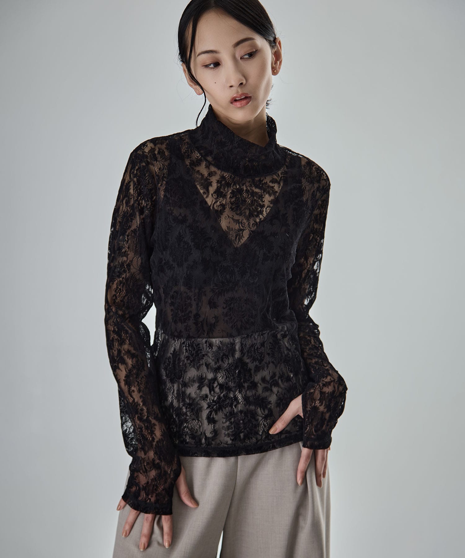 Stretch Flocky Lace Top