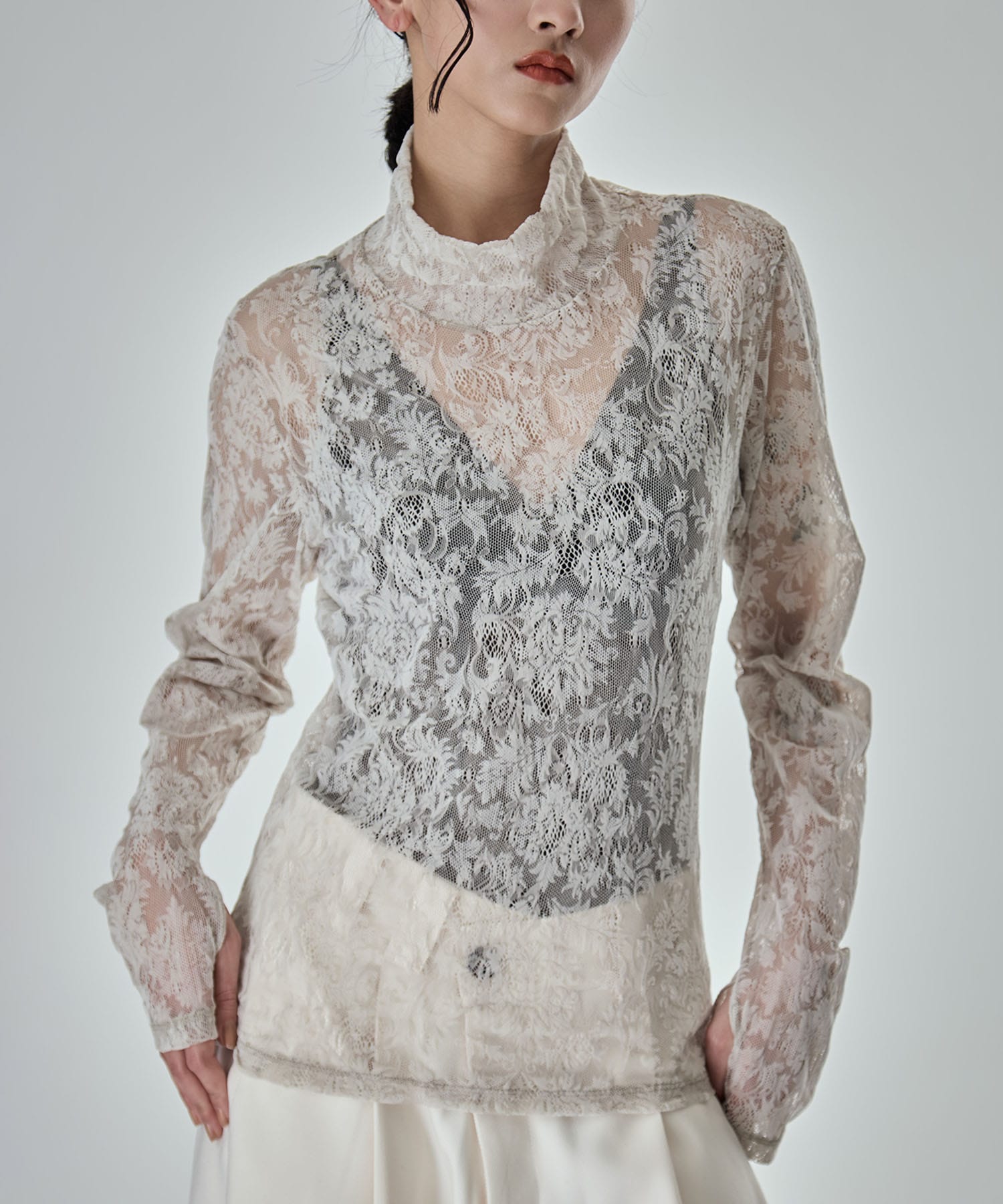 Stretch Flocky Lace Top