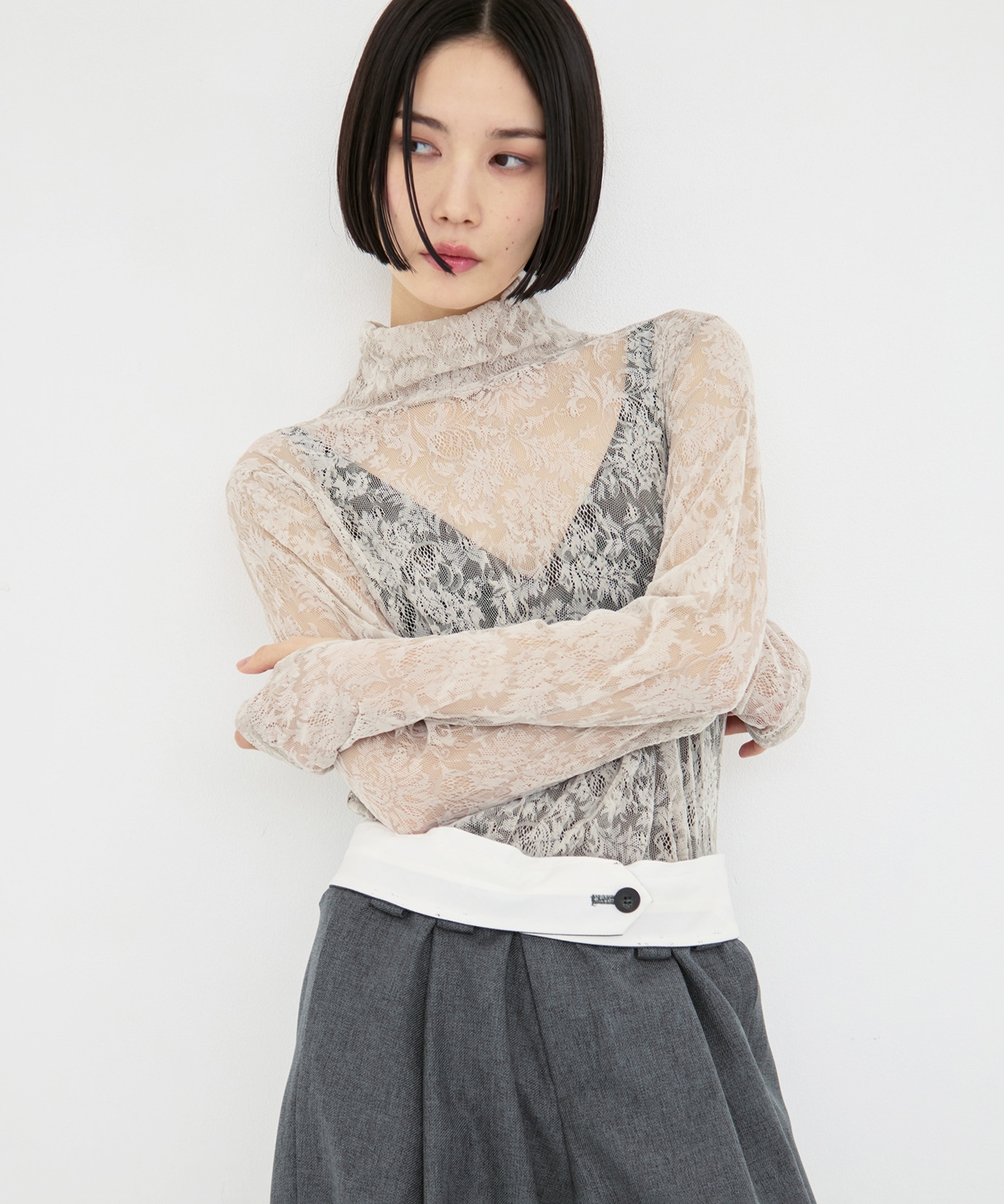 Stretch Flocky Lace Top