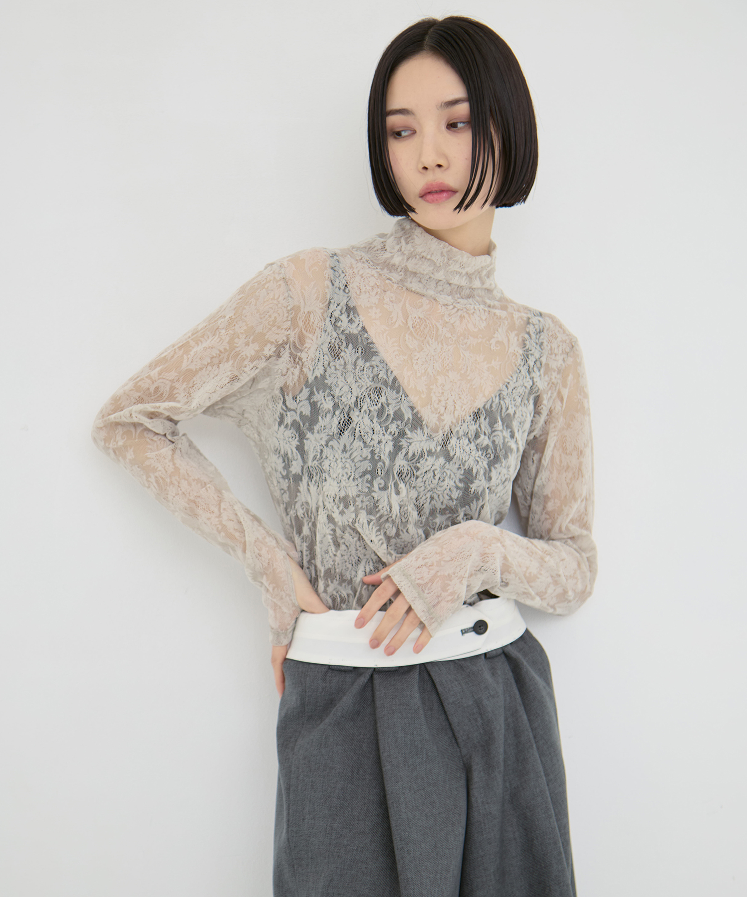 Stretch Flocky Lace Top