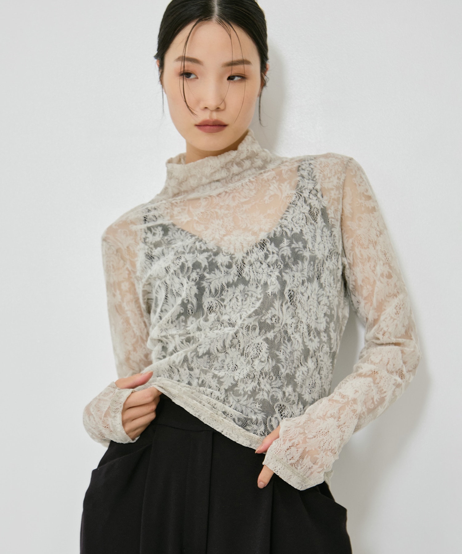 Stretch Flocky Lace Top