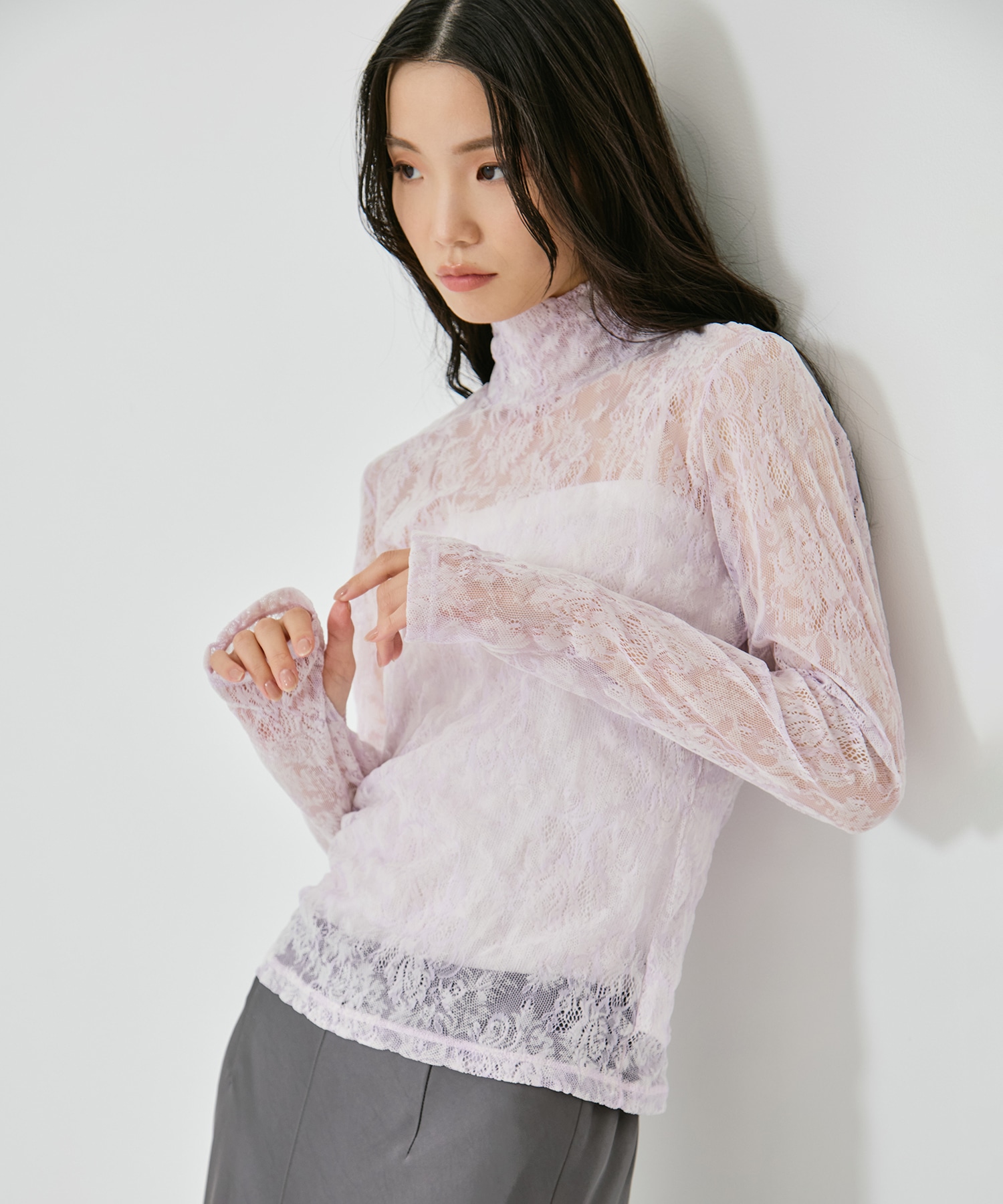 Stretch Flocky Lace Top