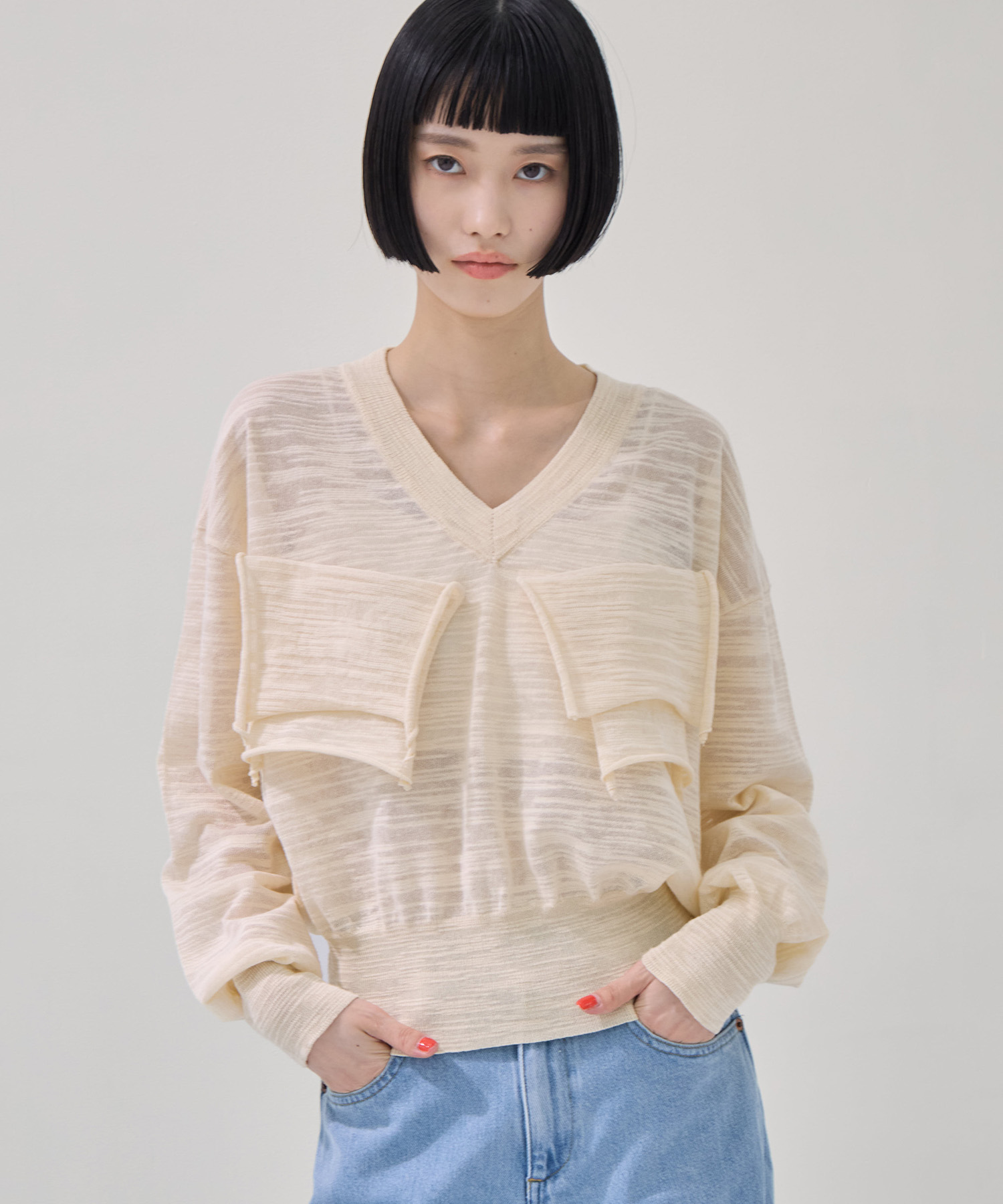 T*D* V-NECK SHEER KNIT
