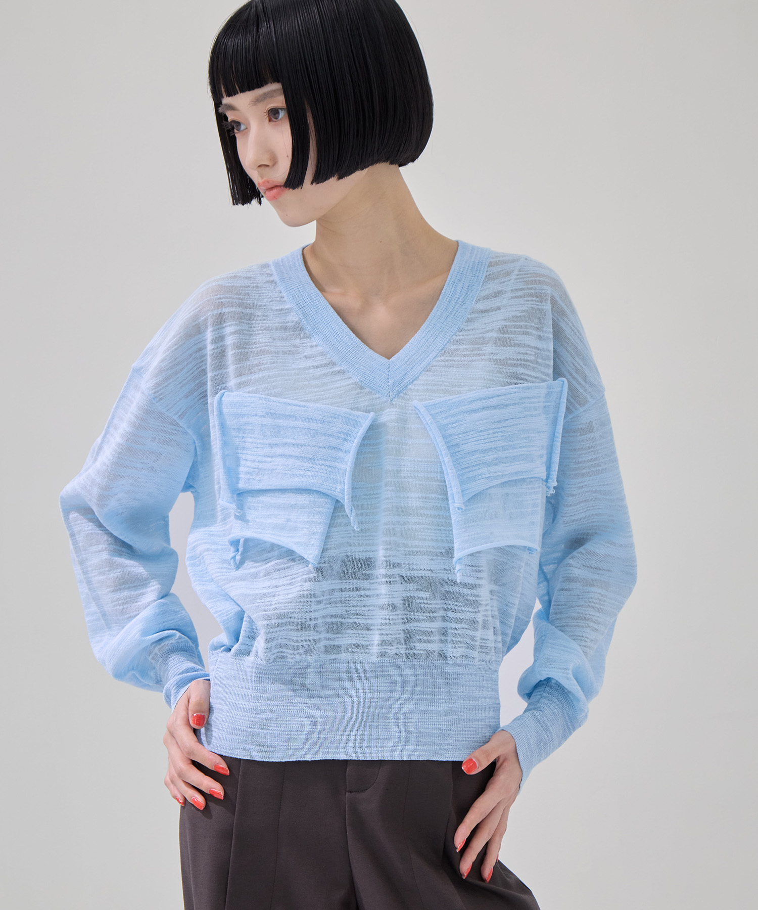 T*D* V-NECK SHEER KNIT