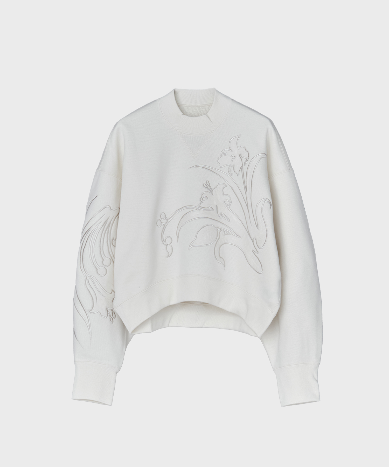 Floral Embroidery Short Sweat Top