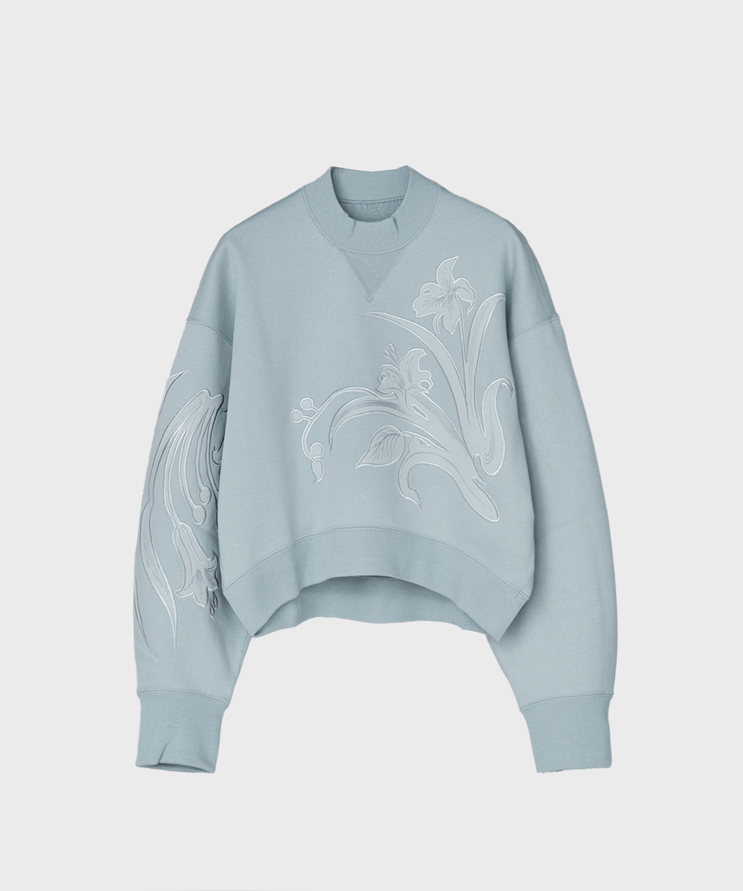 Floral Embroidery Short Sweat Top