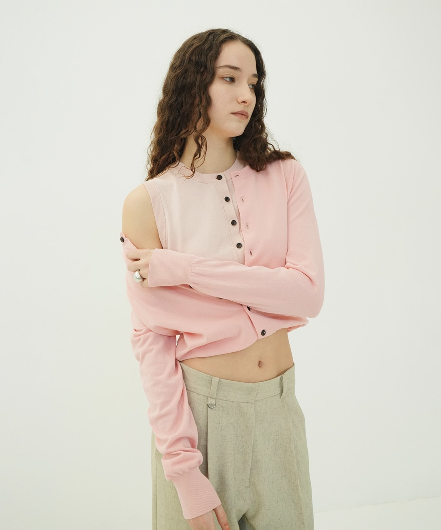 W LAYERED KNIT CARDIGAN