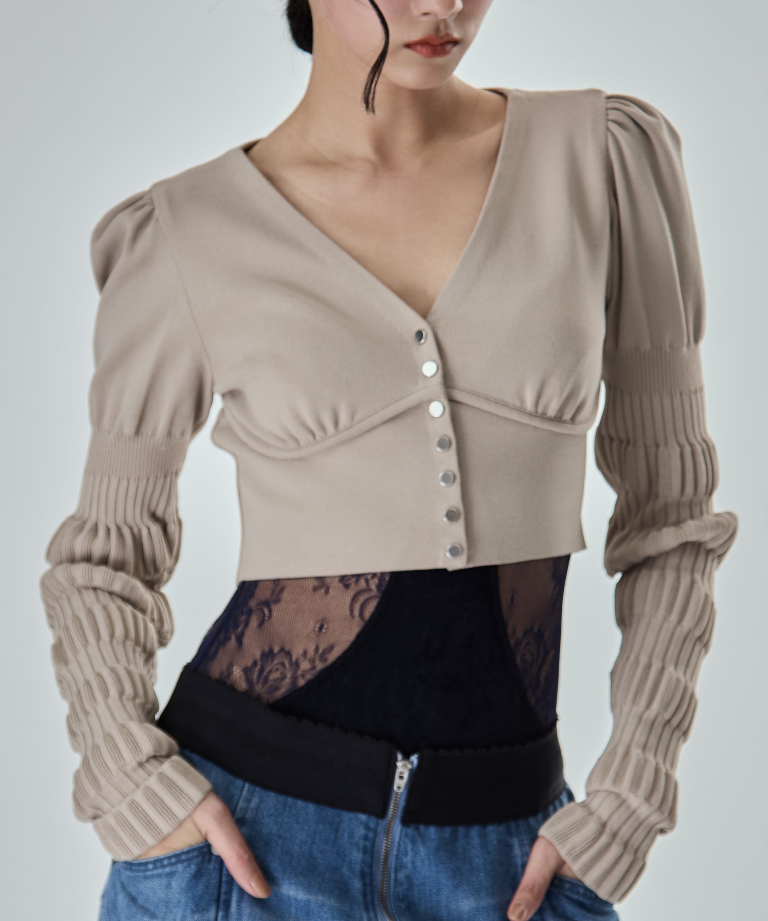 別注 STRIPE KNIT SHORT CARDIGAN