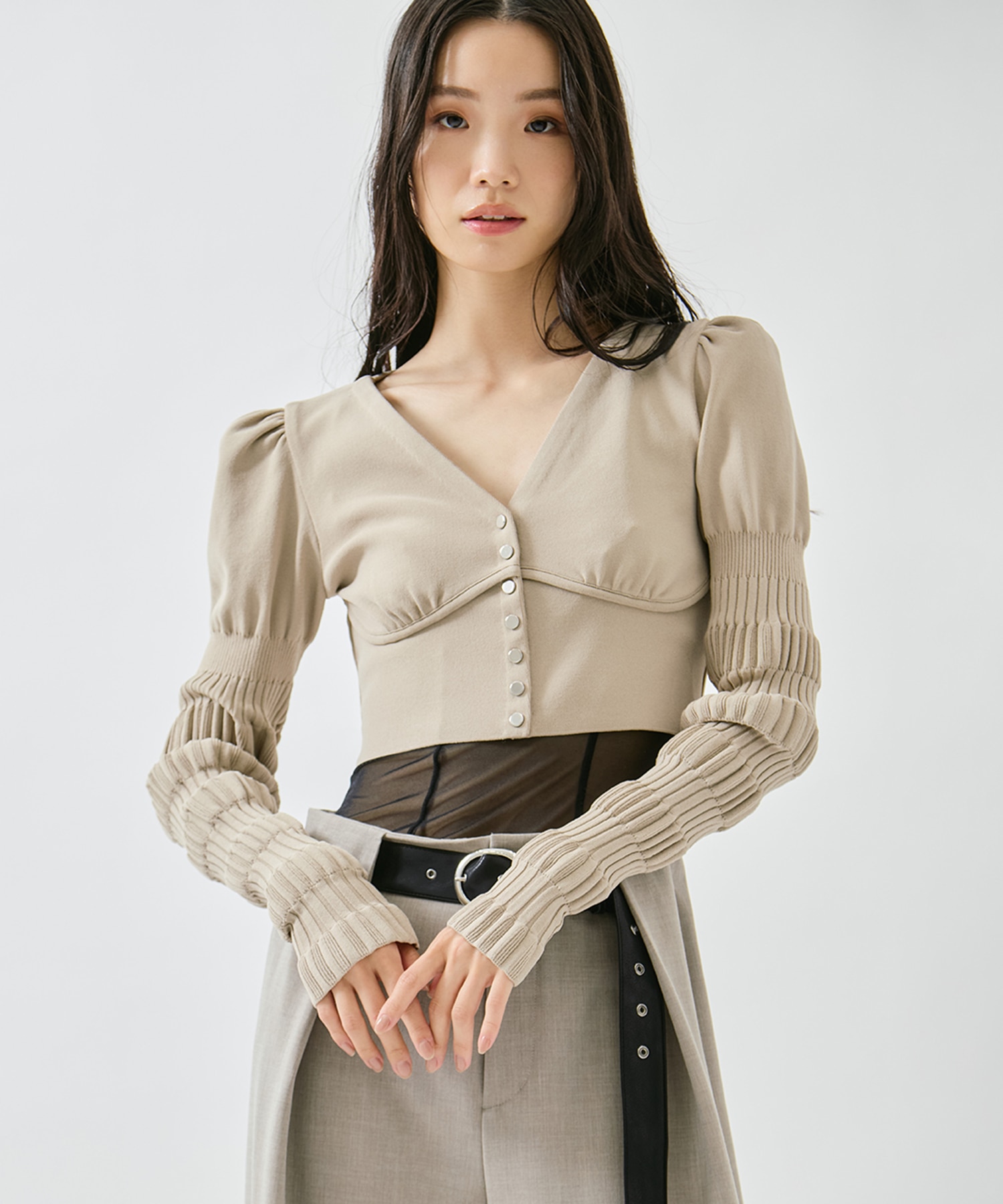 別注 STRIPE KNIT SHORT CARDIGAN