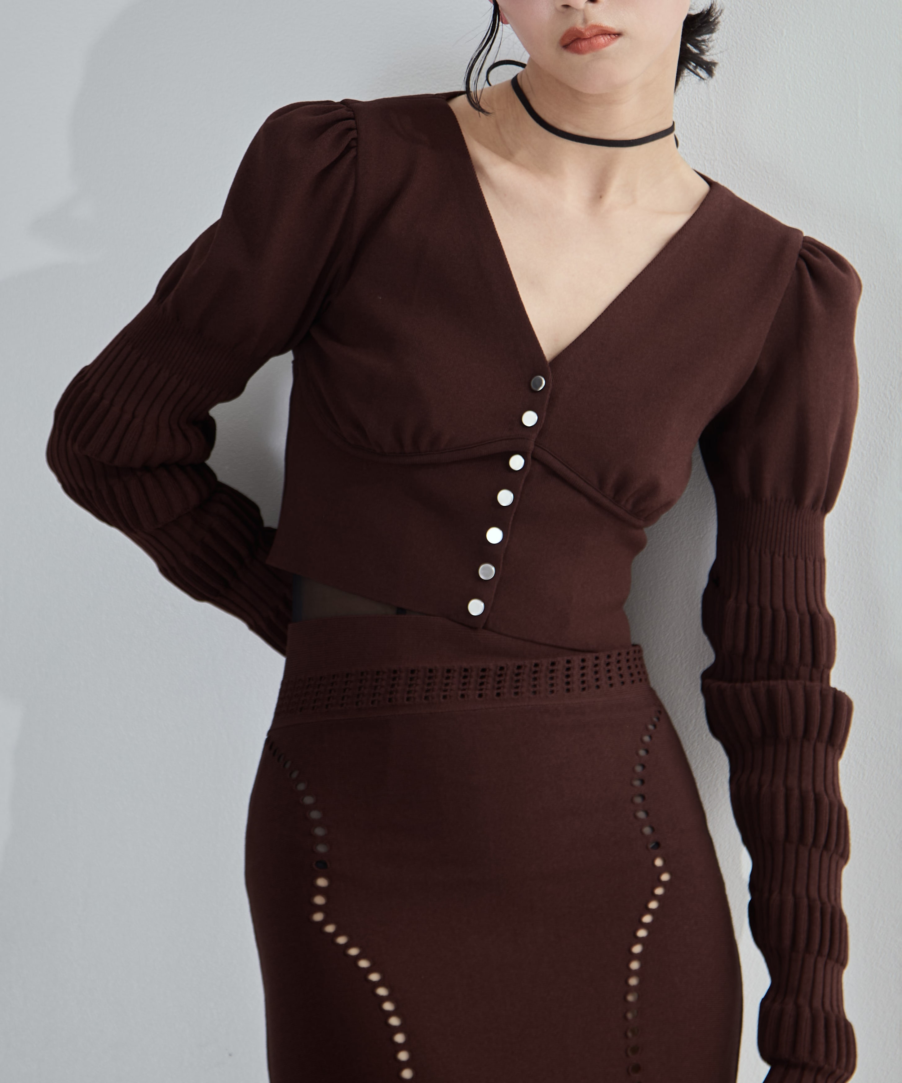 別注 STRIPE KNIT SHORT CARDIGAN