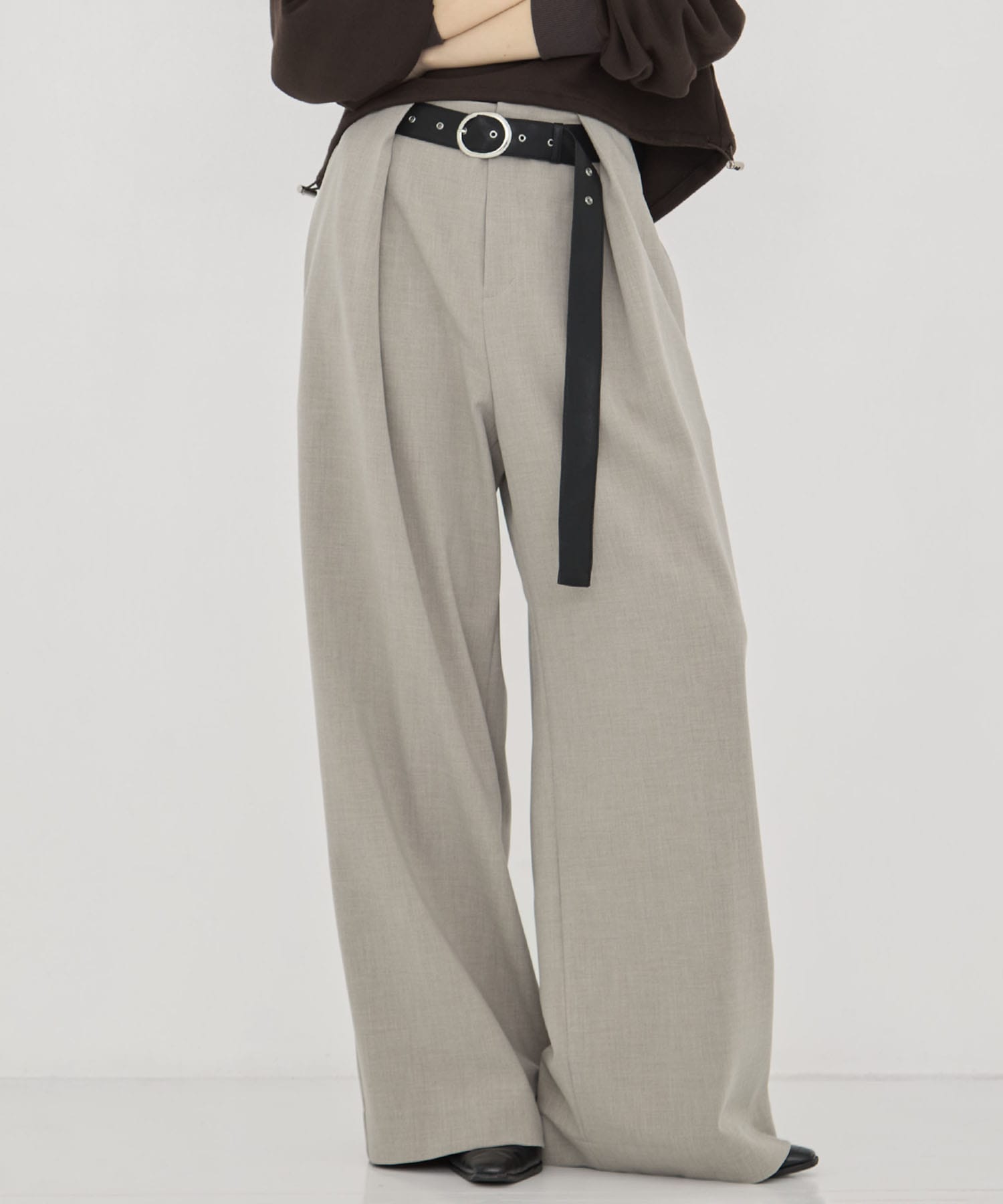 Belted Stretch Trousers