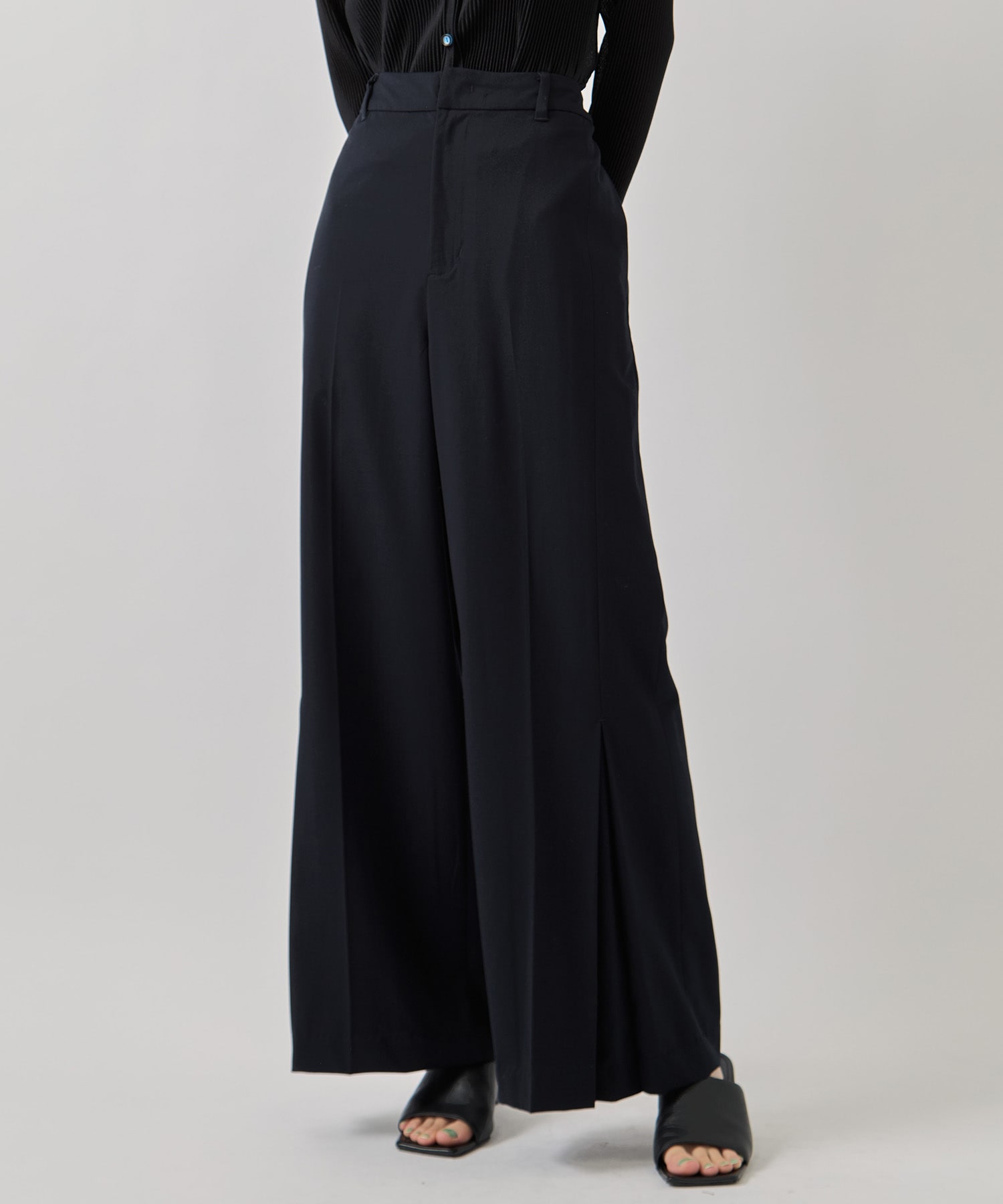 HEM TUCK STRAIGHT WIDE PANTS