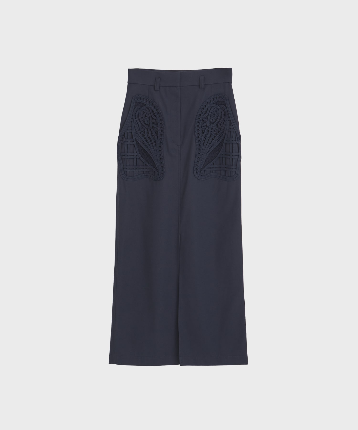 Cording Embroidery Detailed I-line Skirt